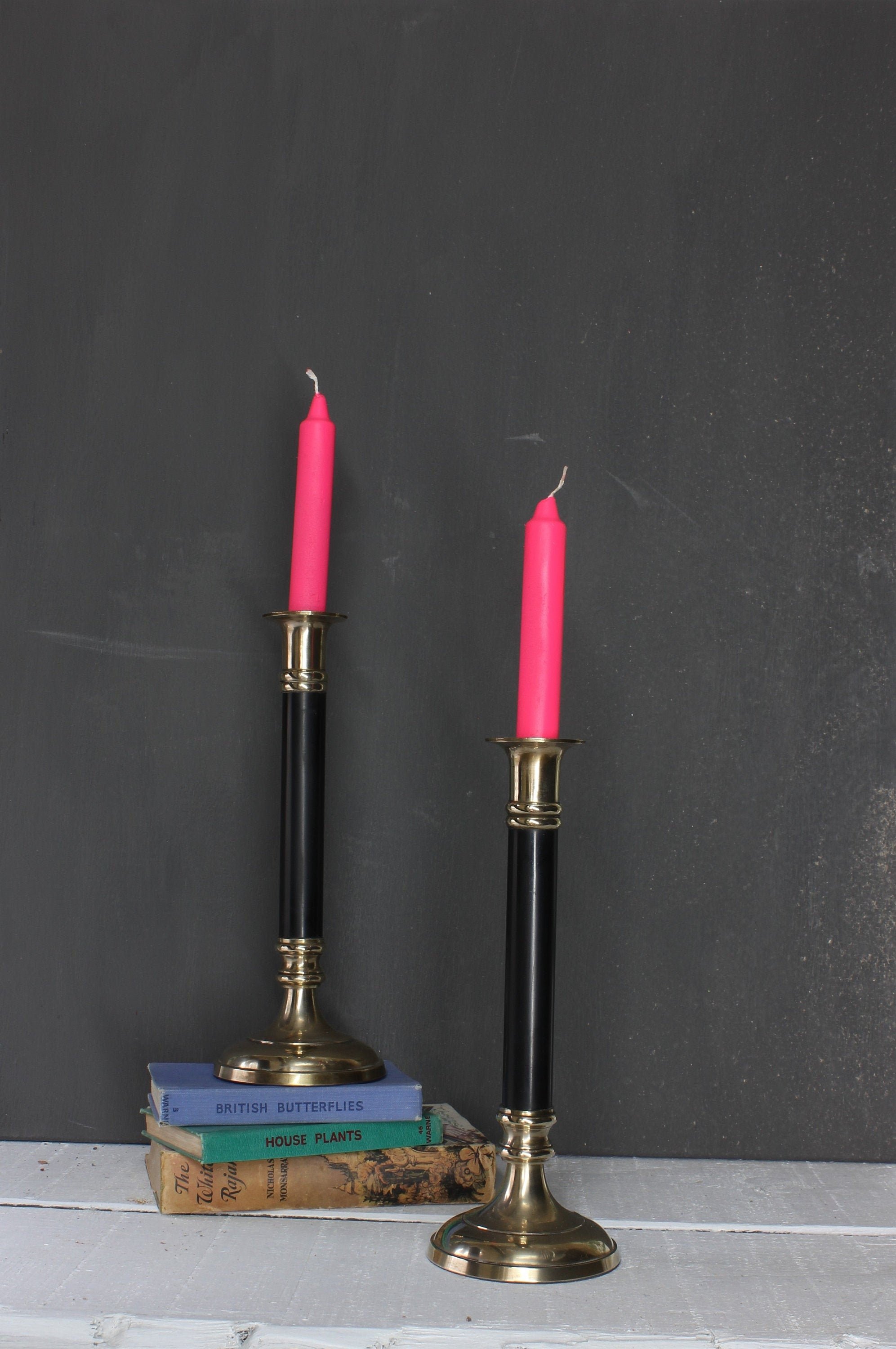 Christmas party vintage brass Candlesticks , taper candle holder black and gold theme