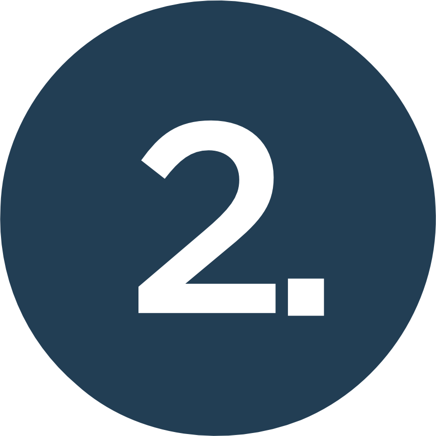 A blue circular sign with a white number 2.