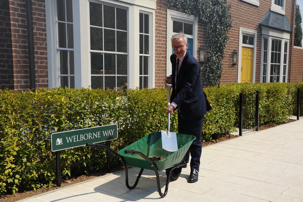 Secretary of State Rt Hon Michael Gove plants the first hedge at Welborne