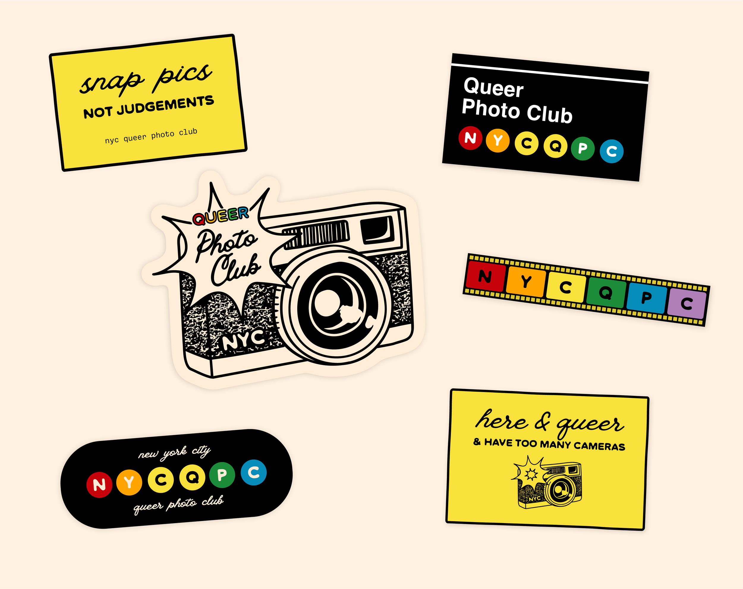 Sticker designs for New York City Queer Photo Club