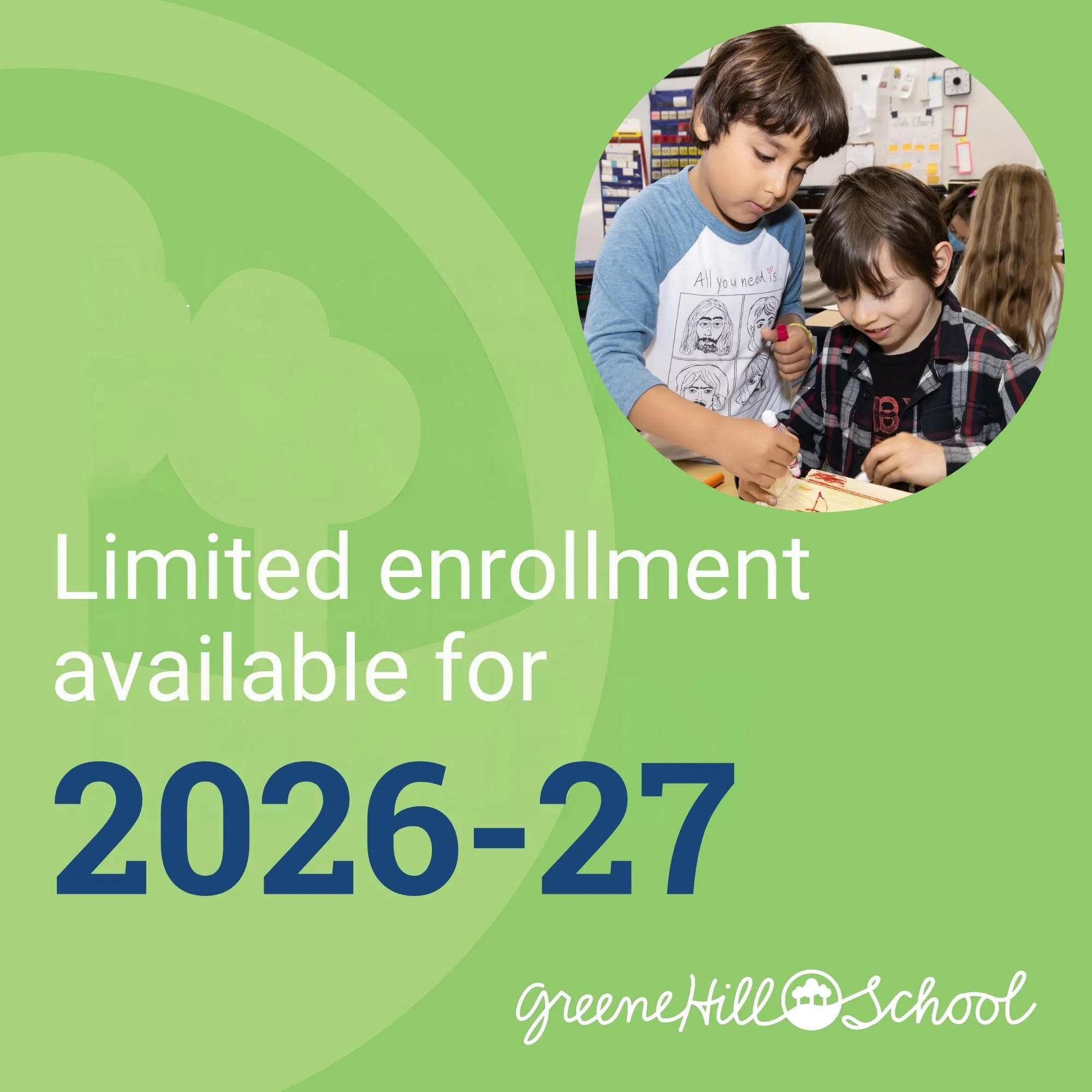 It's not too late to become a part of the Greene Hill School Community for the 2026-27 school year!  Apply via Ravenna or email admissions@greenehillschool.org for more information. 

#promiseofprogressive #greenehillschool #GHS #progressiveeducation