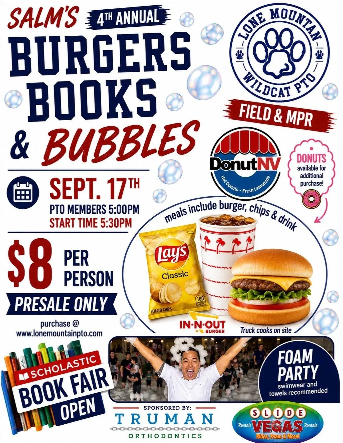 Burgers, Books & Bubbles Tickets!