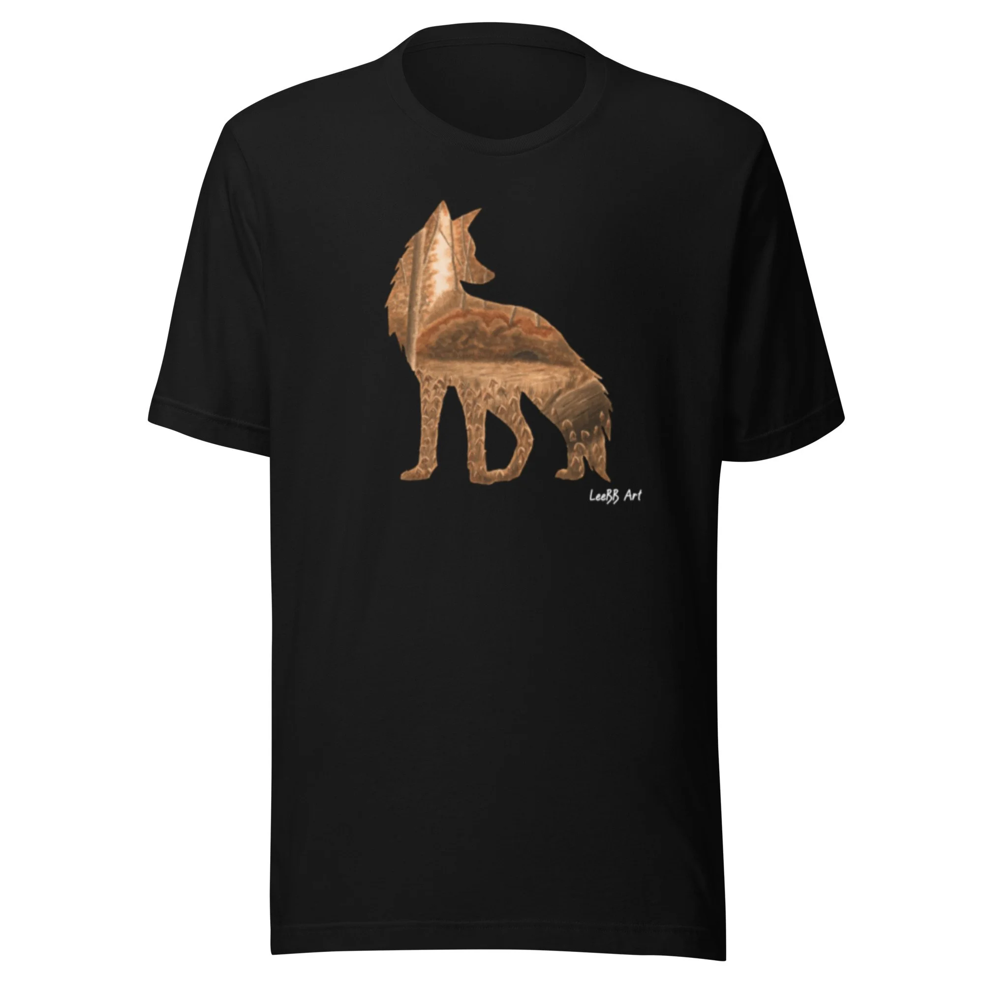 Fox British wildlife unisex T-shirt by LeeBB Art in Black.