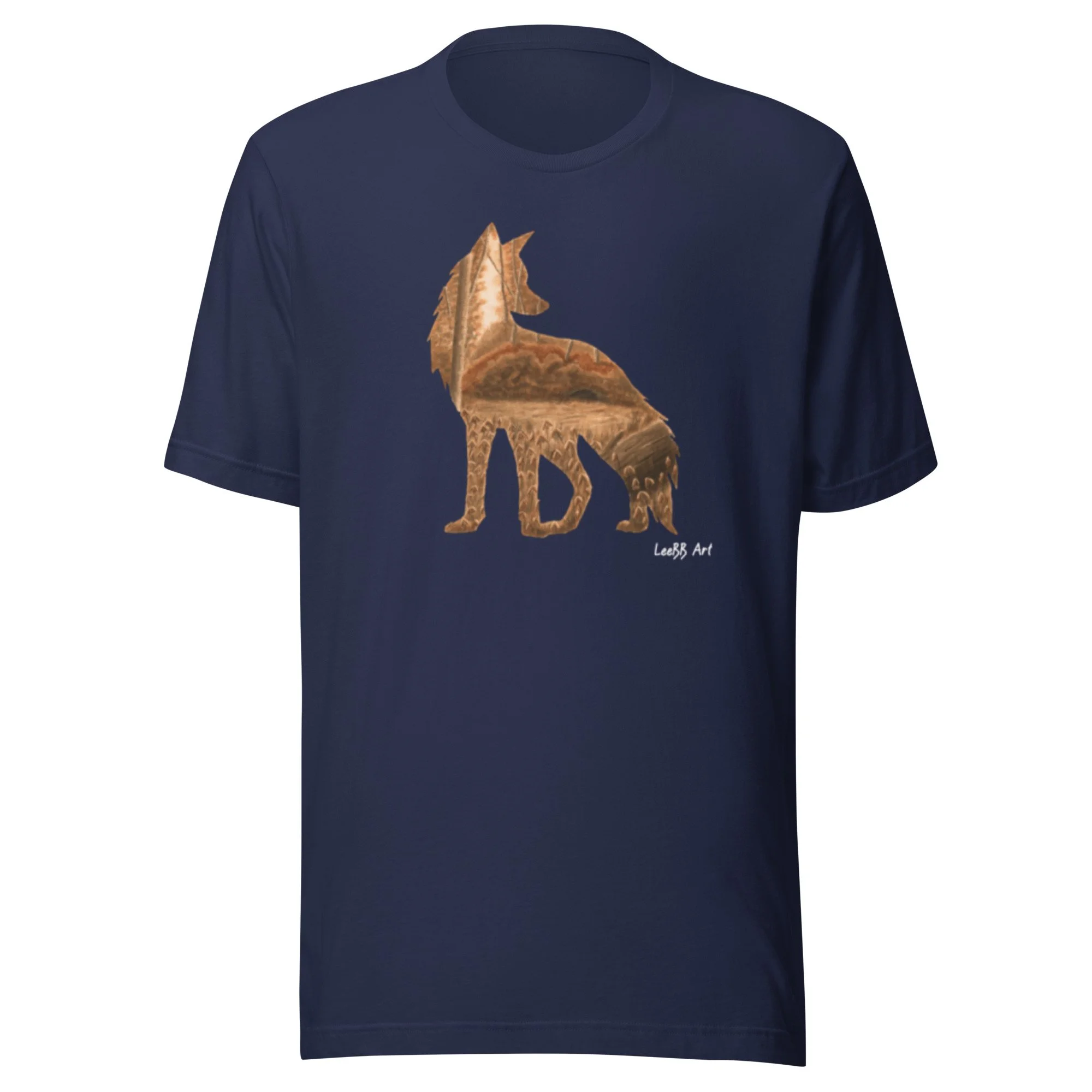 Fox British wildlife unisex T-shirt by LeeBB Art in Navy.