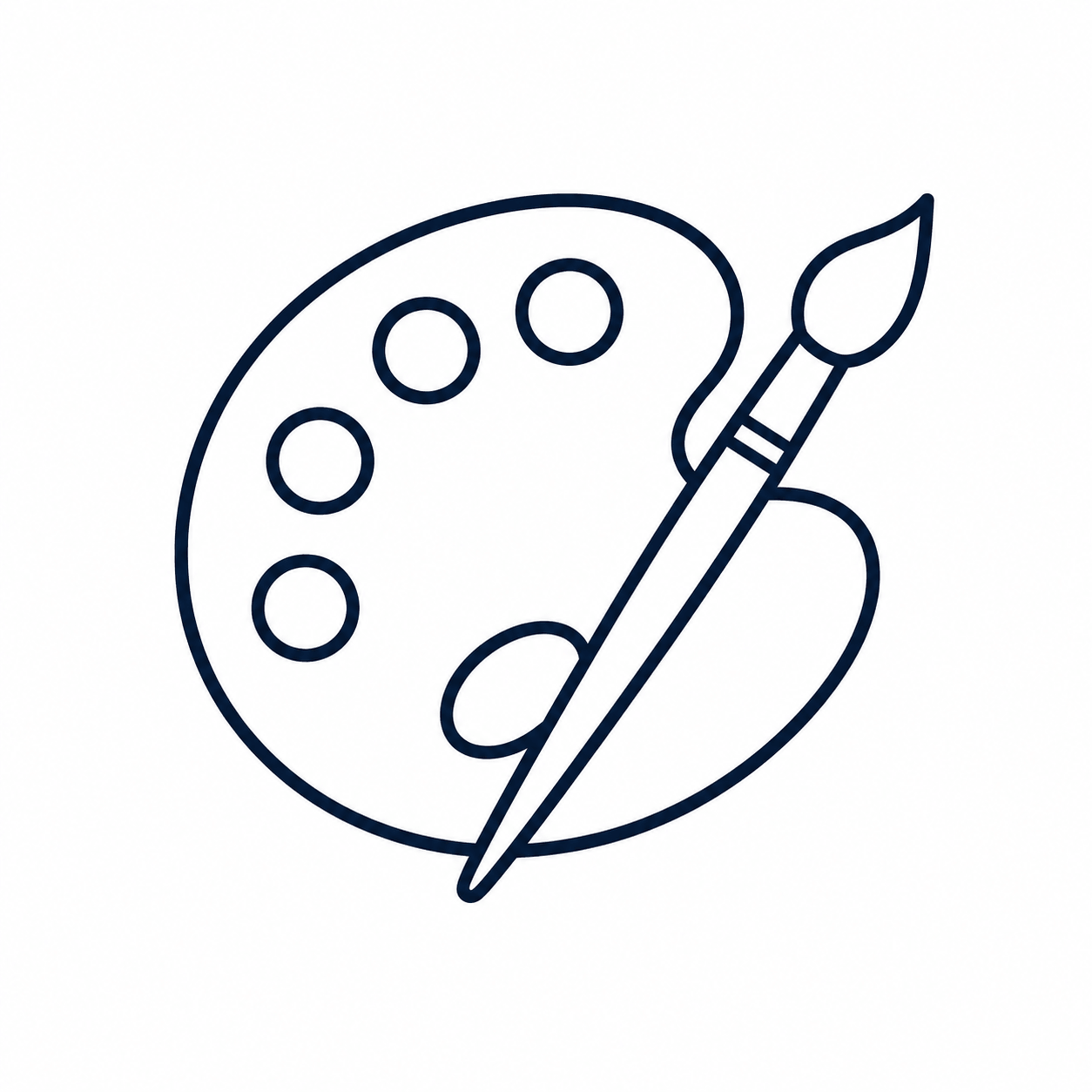 Line drawing of an artist's palette with a paintbrush.