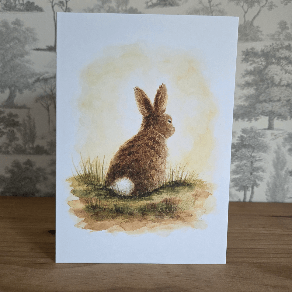 Spring greeting card featuring Bunny illustration.