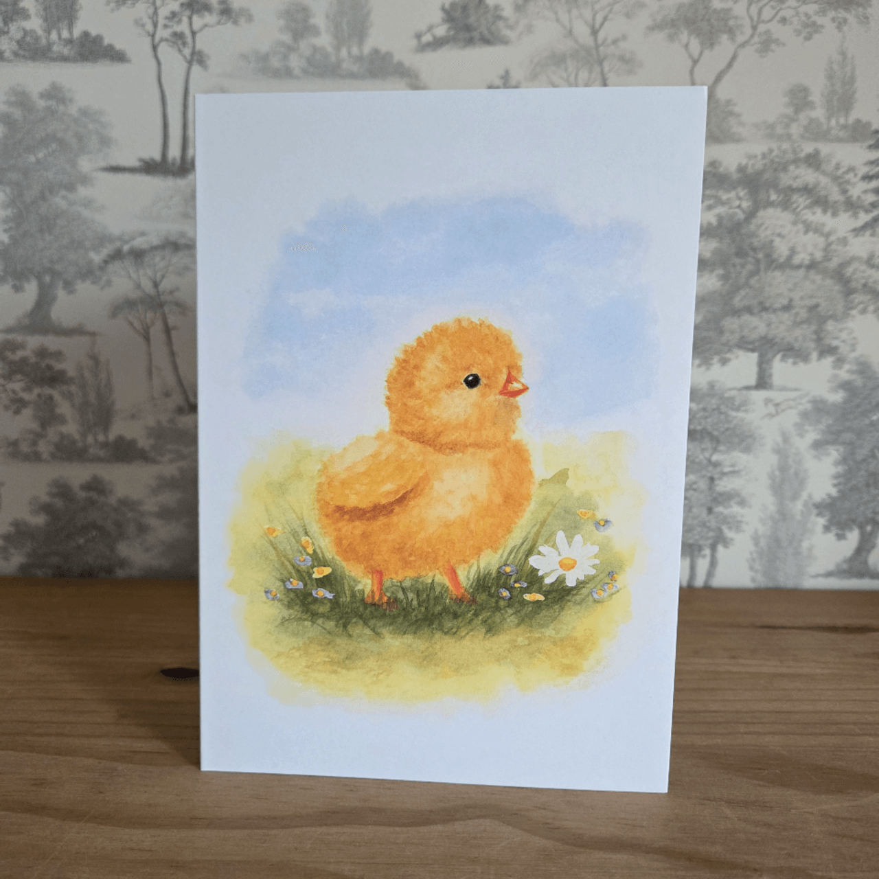 A5 chick Easter greeting card featuring artwork by LeeBB Art.