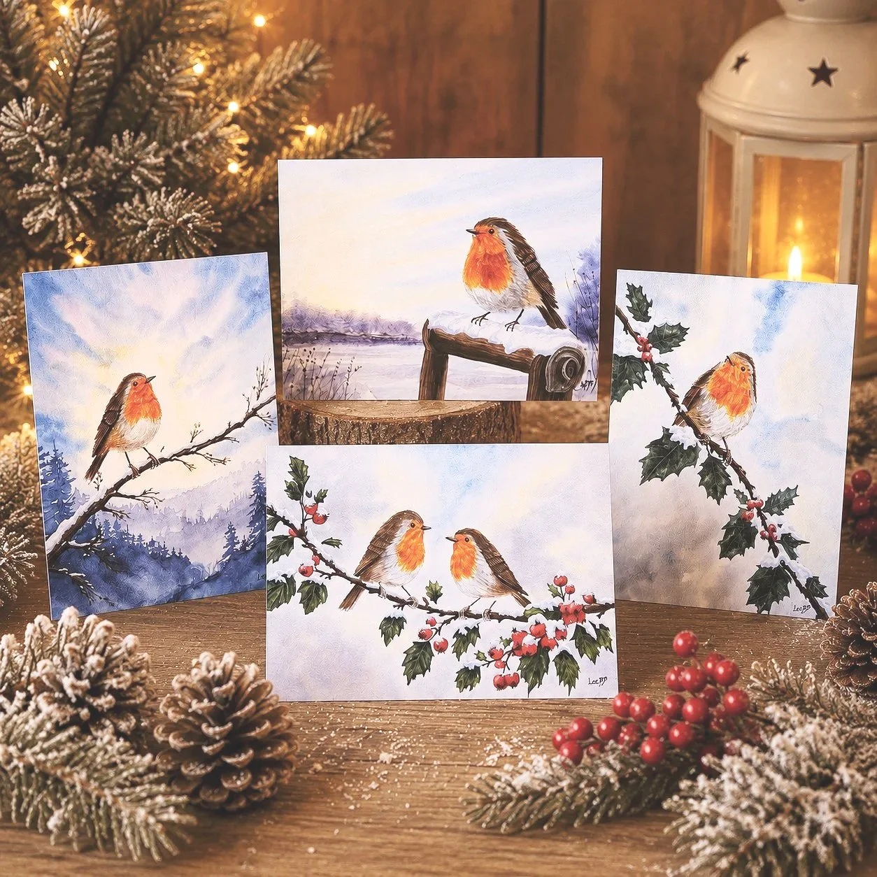 Winter Robins Christmas Cards – Set of 4