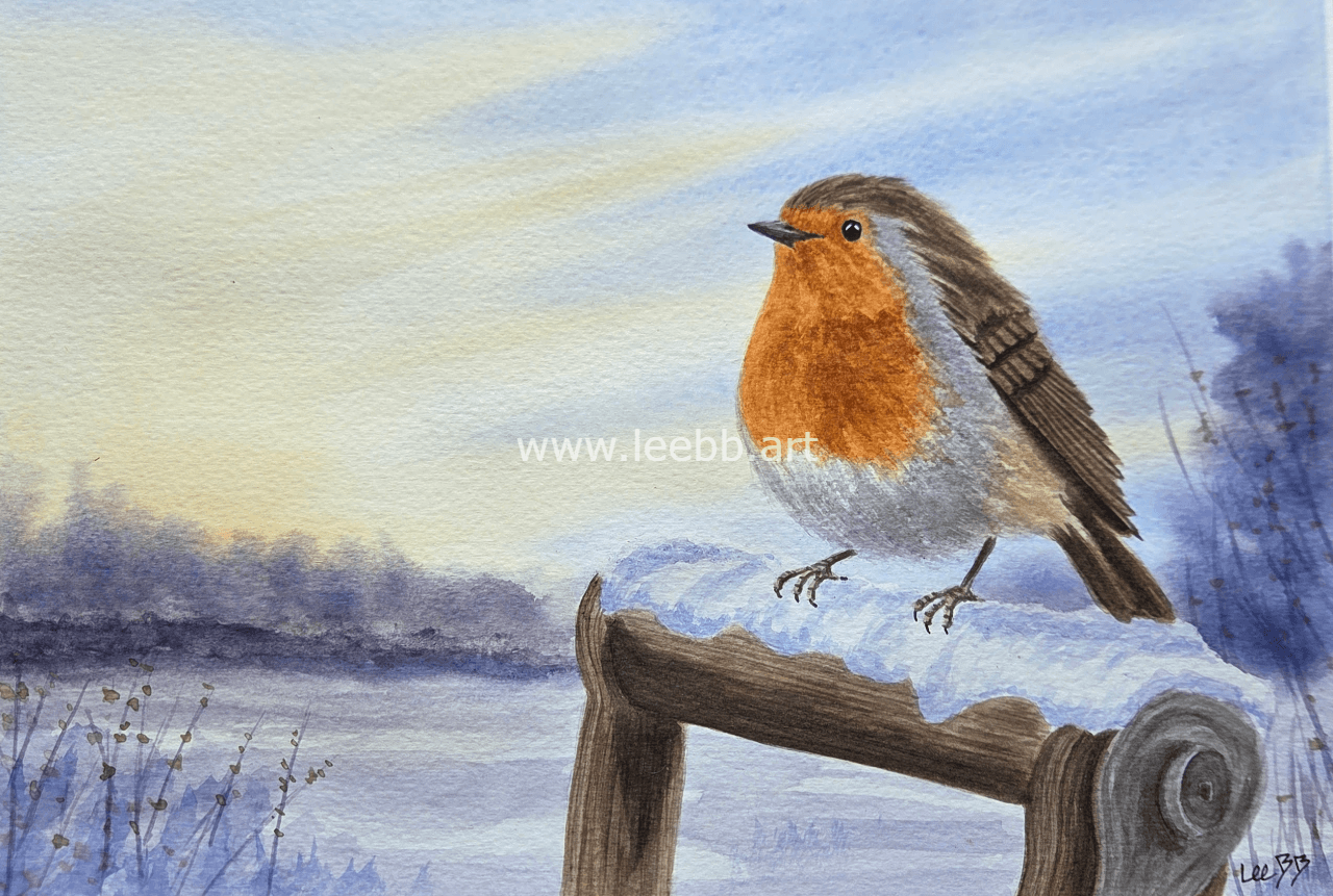 Winter Perch original watercolour painting.