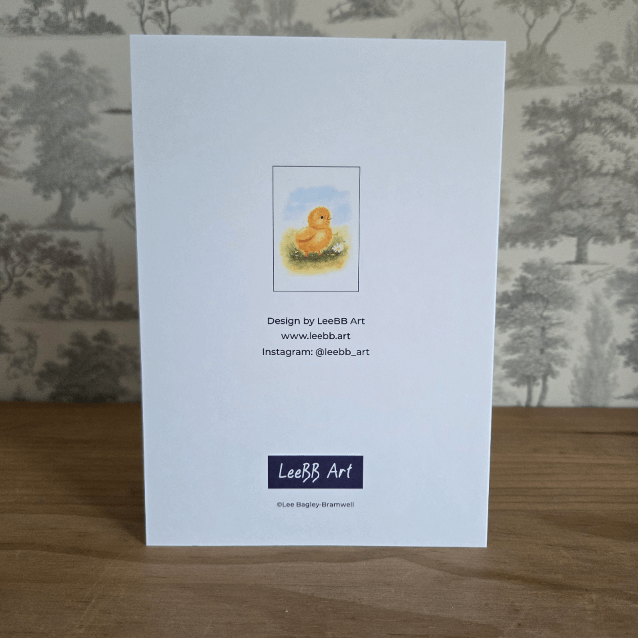 Easter greeting card with chick illustration from LeeBB Art.