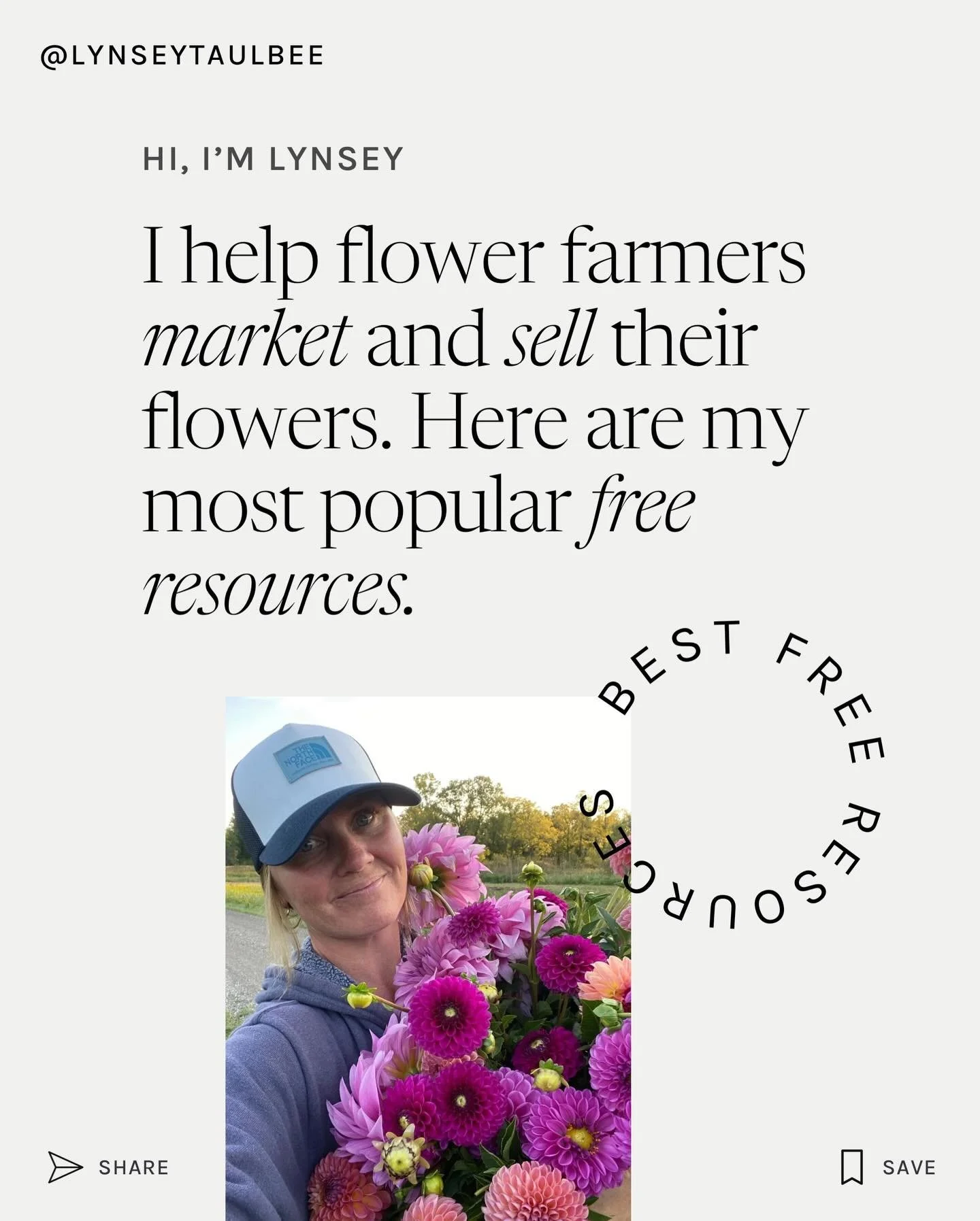 Hey there, I&rsquo;m Lynsey and I built a flower farm from the ground up to over $250,000 in sales in under five years.

Now I&rsquo;m obsessed with the part no one likes to talk about:
&rarr; sales
&rarr; marketing
&rarr; profit

Because growing flo