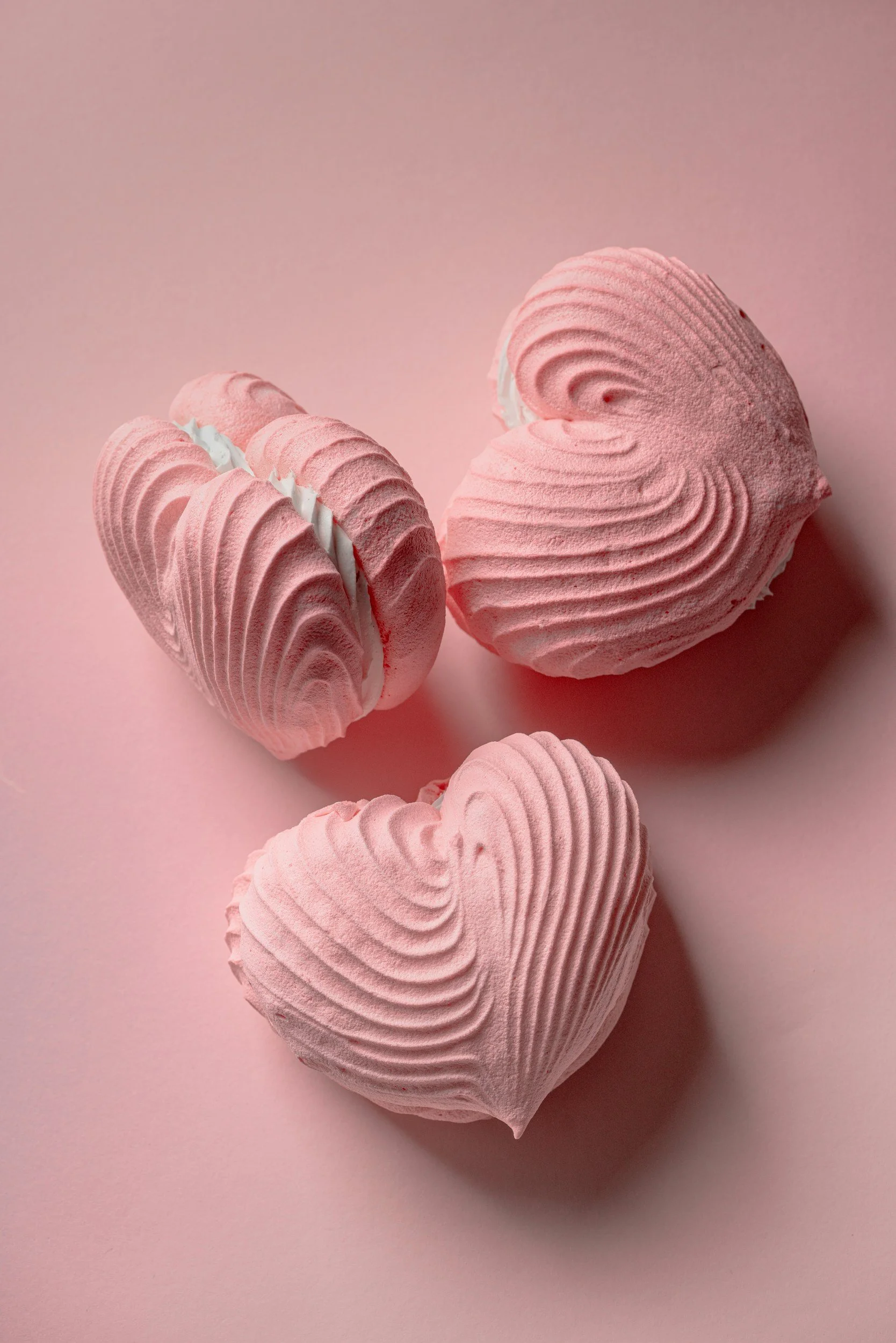 Heart shaped meringues