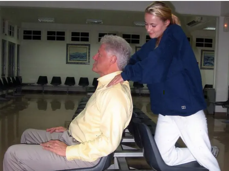 Chauntae Davies giving Clinton a massage in Snopes