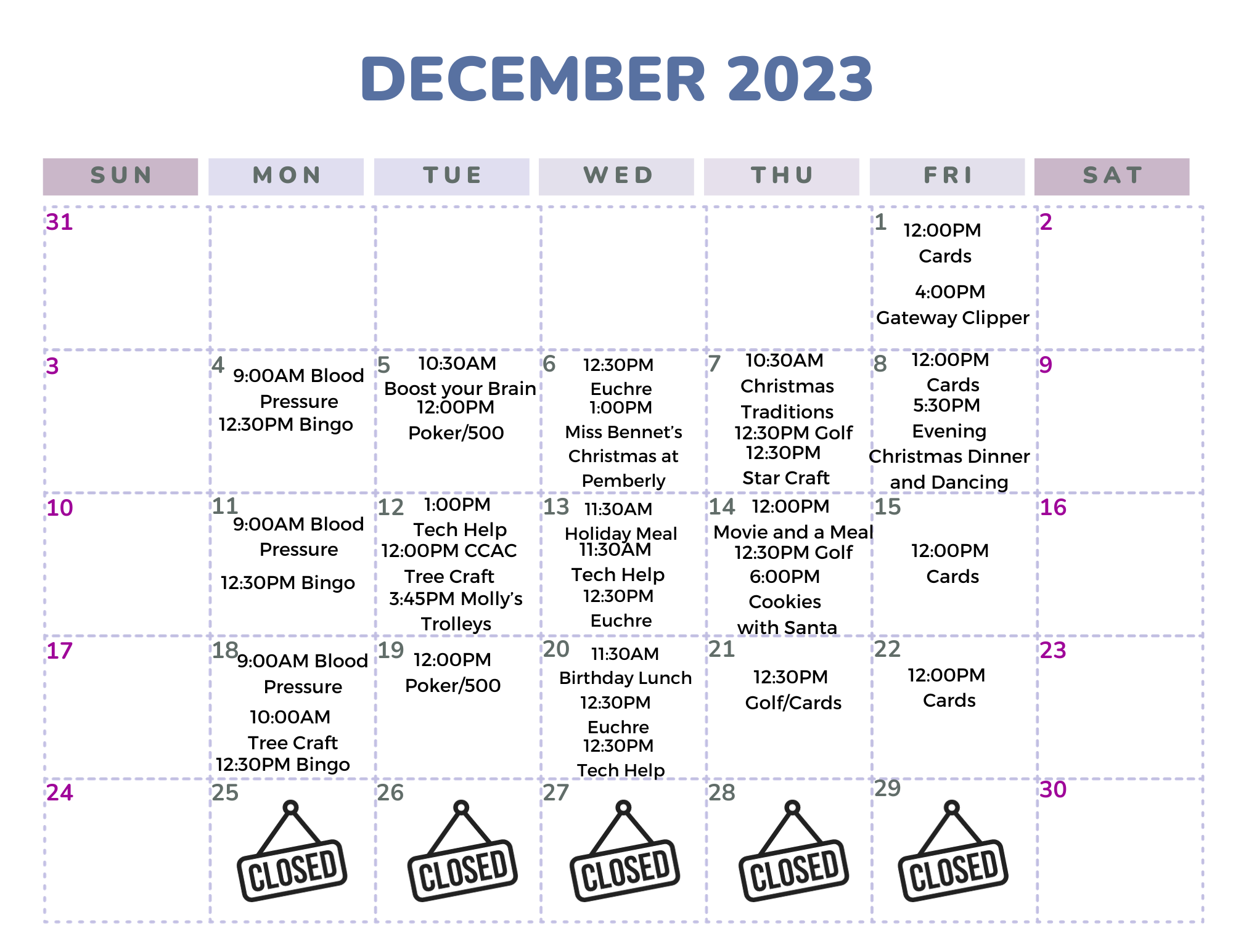 Calendar — Plum Community Center