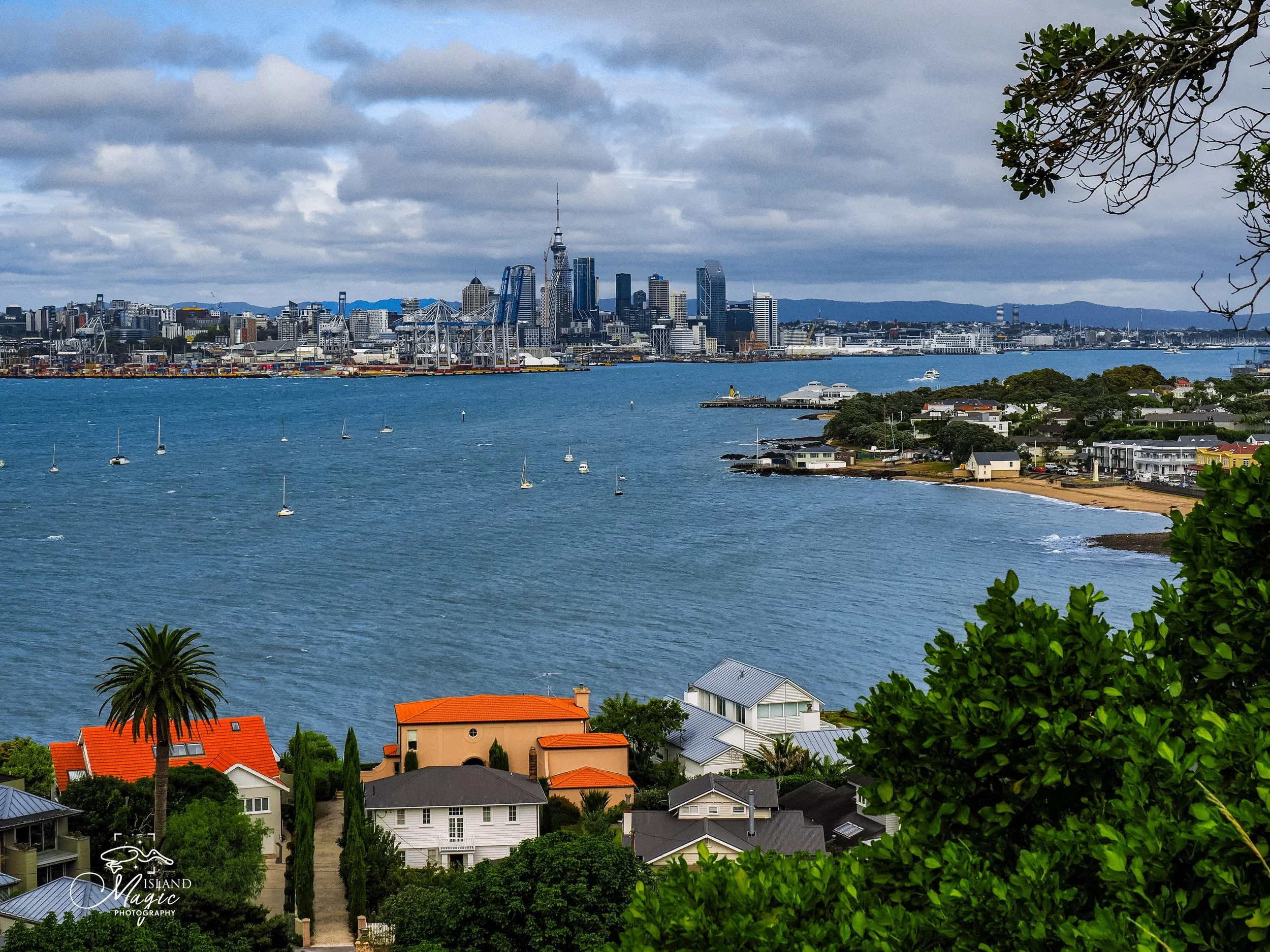 Auckland waterfront taken from Maungauika, and extinct volcano overlooking the area. 