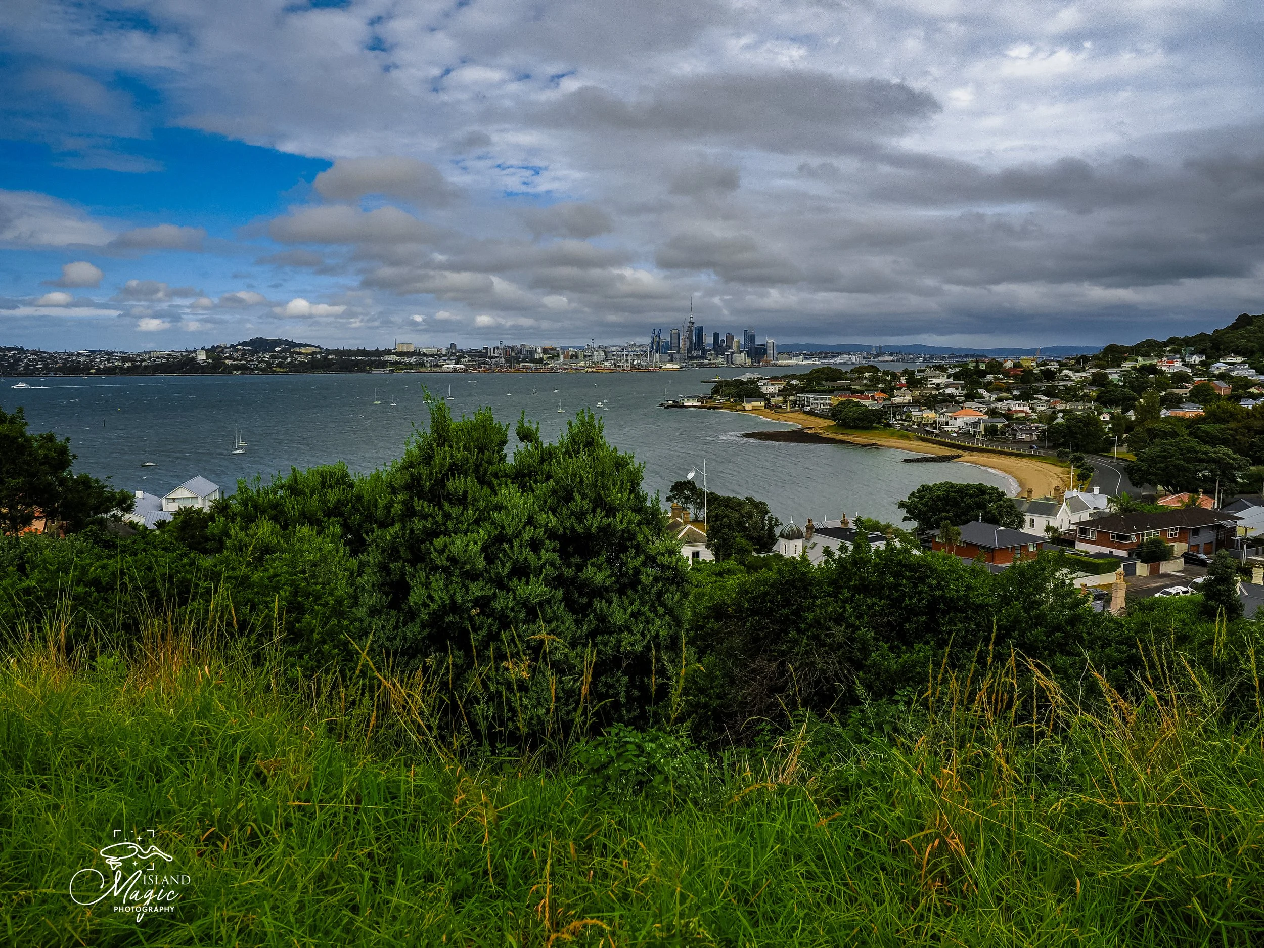 Auckland waterfront taken from Maungauika, and extinct volcano overlooking the area. 