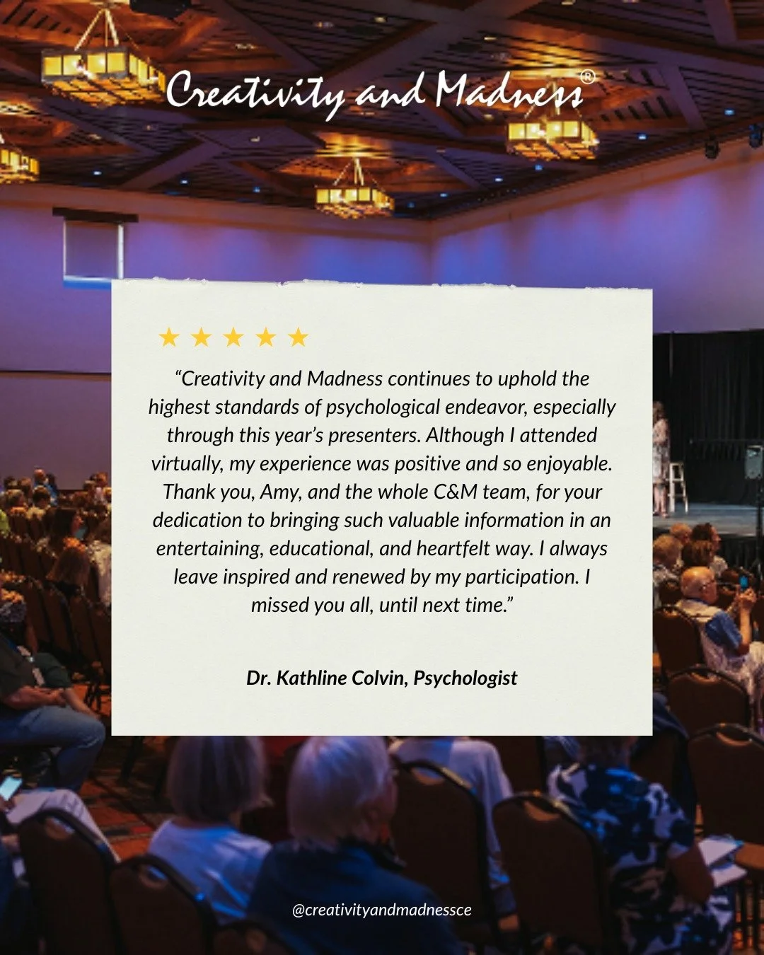 The legendary Creativity and Madness conference ~ Multi-Generational ~ World-Renowned Presenters ~ Accredited CE/CME ~ 

💙 CE/CME On Demand is now available and fully virtual. 
🔗 Click the link in bio to register today.

#mentalhealthprofessionals 