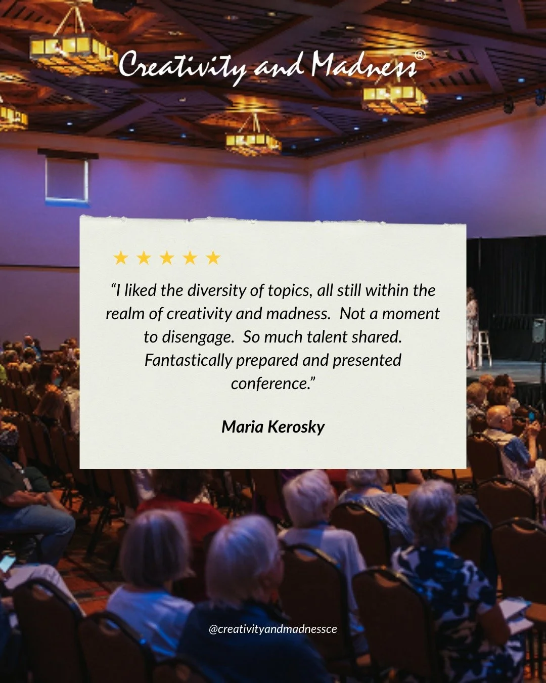 The Creativity and Madness&reg; conference ~ world-renowned presenters ~CE/CME On-Demand~  Designed for busy healthcare professionals.

Complete your CE/CME requirements and nourish your desire for learning. At your convenience.

🔗 Tap the link in b