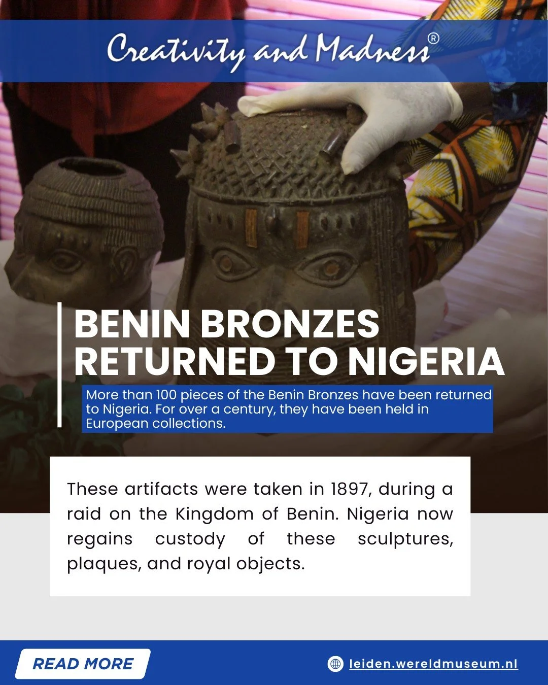 After more than a century, the Benin Bronzes return to Nigeria. This is a meaningful step honoring history, heritage, and cultural identity. 

Source: Wereld Museum Leiden

#BeninBronzes #ArtRestitution #CulturalHeritage #ArtHistory #Museums #Repatri