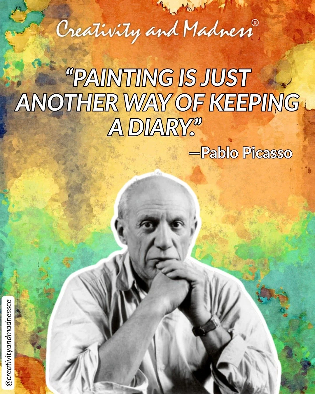 &ldquo;Painting is just another way of keeping a diary.&rdquo; &mdash; Pablo Picasso

#art #painting #contemporaryart #visualart #artdaily #pablopicasso #picassoquote #quote