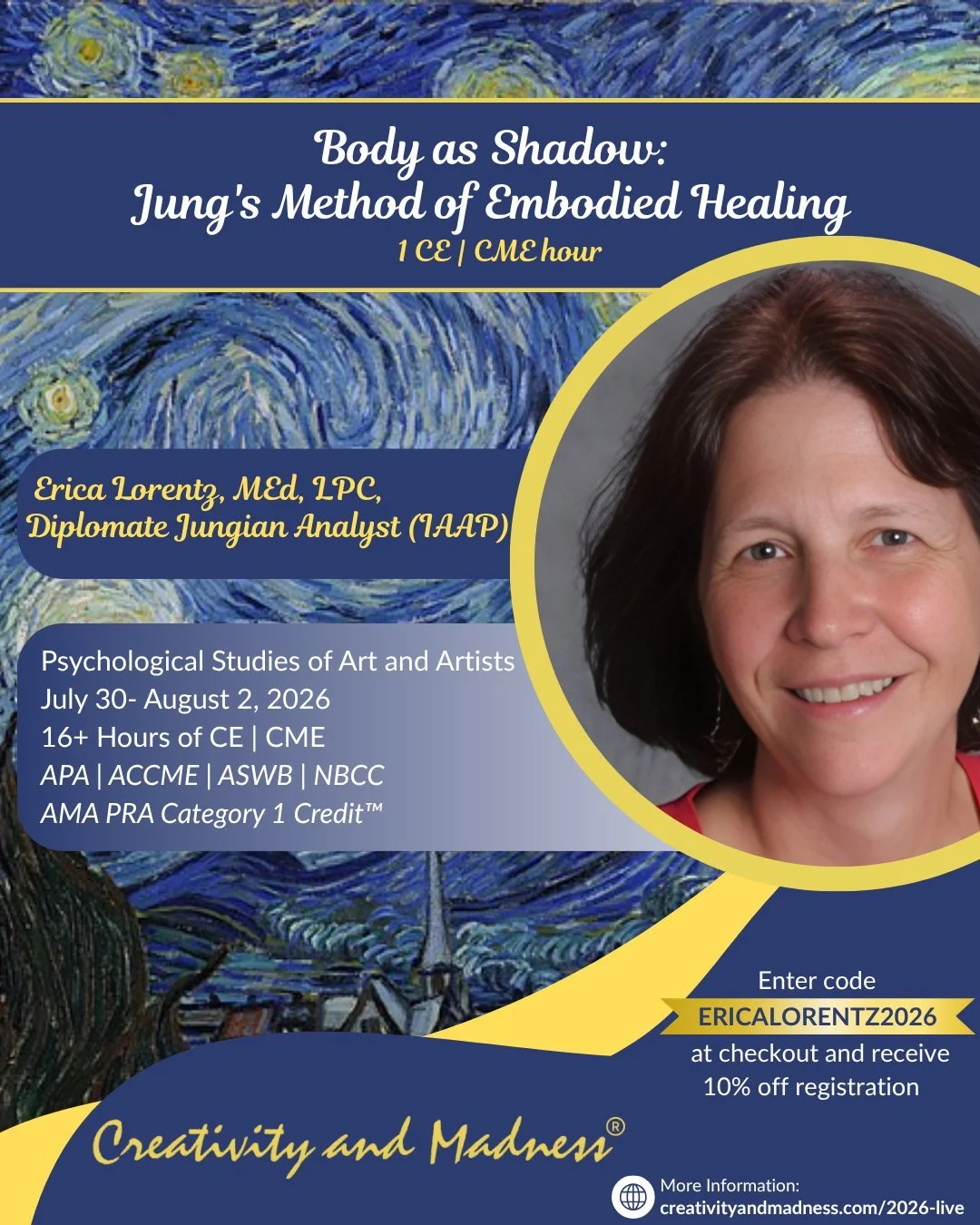 Body as Shadow: Jung&rsquo;s Method of Embodied Healing

Erica Lorentz, MEd, LPC, IAAP Diplomate Jungian Analyst | 1 CE/CME Hour

Explores Carl Jung&rsquo;s concept of embodied active imagination and the integration of body, psyche, and imagination i