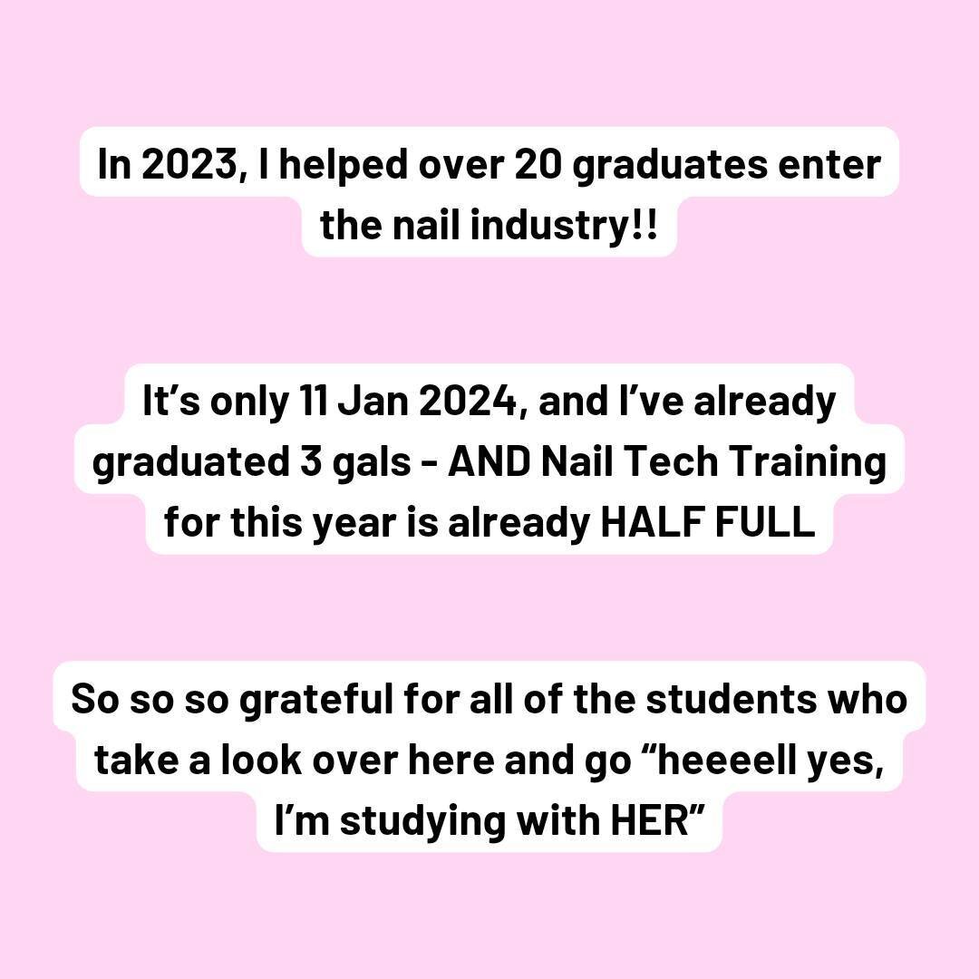 Being the first step for these grads into the nail industry is such a highlight for me 🥹⁠
⁠
So excited to be sharing this knowledge with the students signed up so far to 2024 Nail Tech training - comment HELLYES and I'll DM you a link to enrol to jo