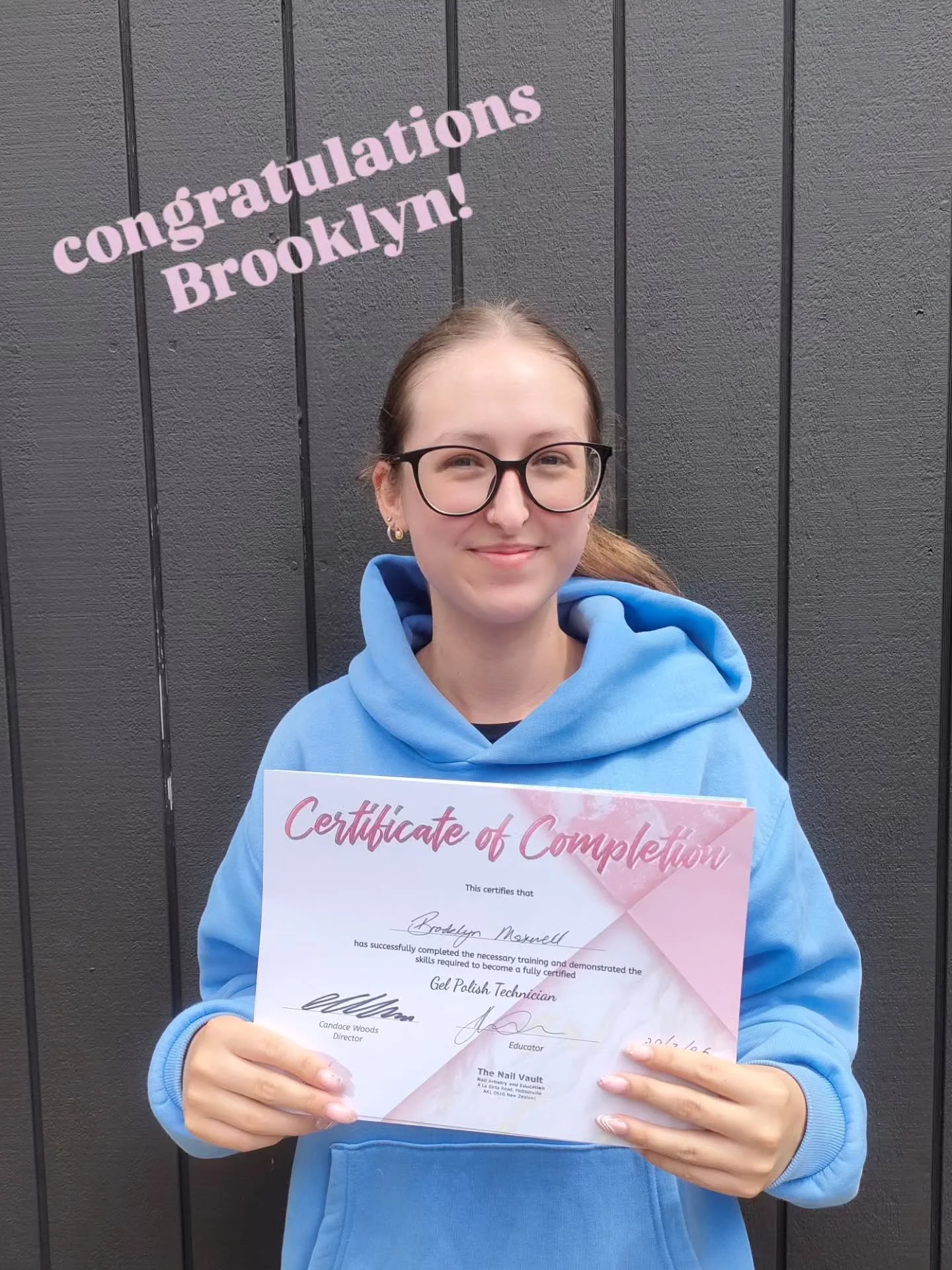 The first @designer_nails_distribution graduate of 2026! 🥳 @nailsbybrooklyn.nz
💖

Brooklyn absolutely smashed her Gel Nail Tech exam with flying colours; look at that application! 🤤 I'm so so proud to be teaching such talented, passionate people, 