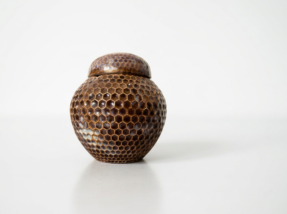 Small Pet Keepsake Urn — Deep Amber Honeycomb