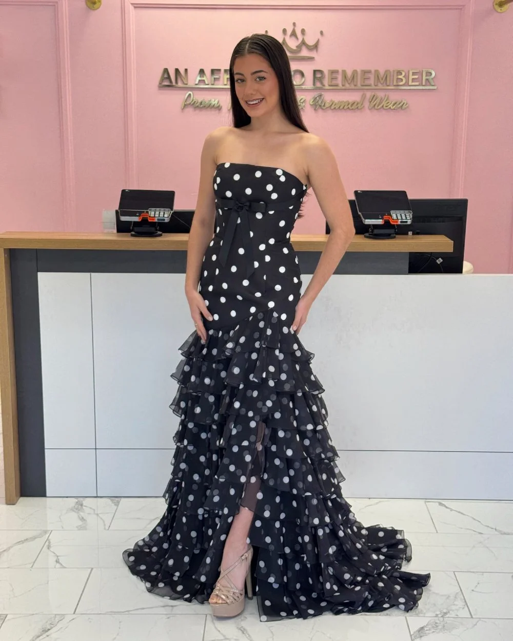 Polka-dot perfection ✨
This Sherri Hill size 2 is giving old-Hollywood meets modern prom queen&hellip; and she is READY to be yours.

Prom 2026 is coming fast &mdash; shop early for the best selection!

#AGirlToRemember #AATRNC #SherriHill #Prom2026 