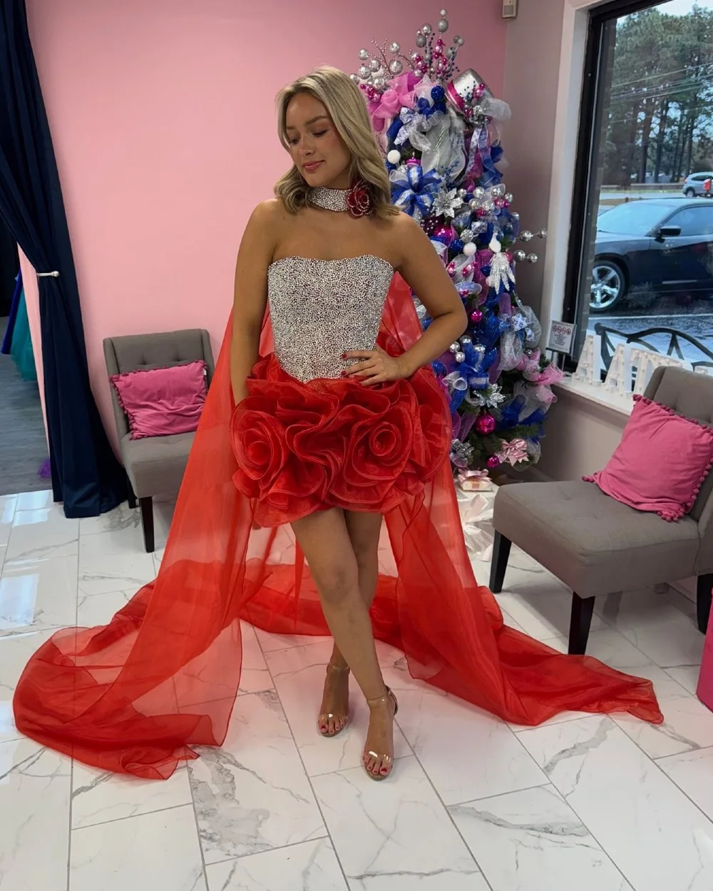 Drama in the best way possible ❤️✨
Crystal corset, bold red rosettes, and a train made for a grand entrance. This is how unforgettable moments are made.

#aatrnc #agirltoremember #pageant #dress #northcarolina