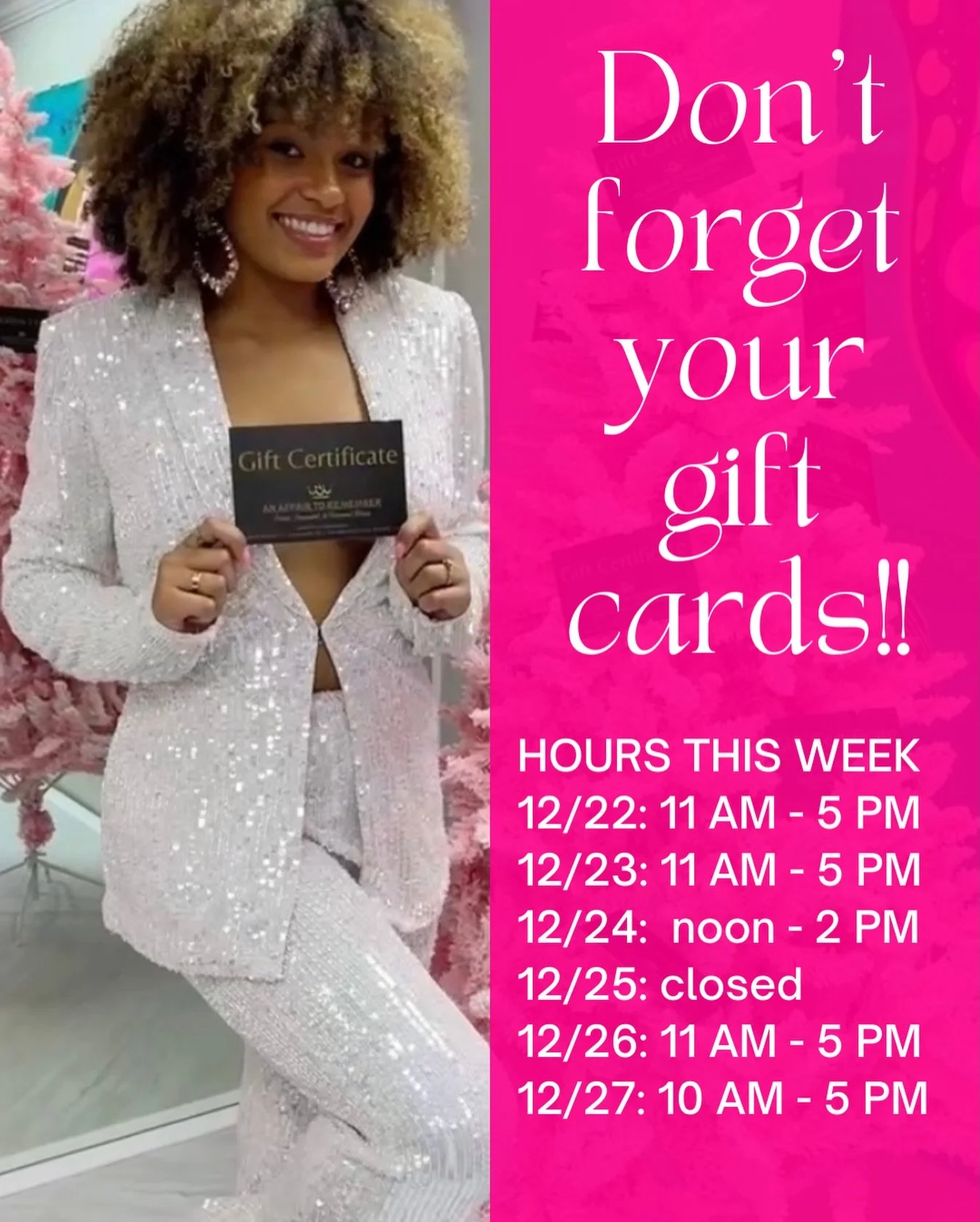 ✨ Don&rsquo;t forget the gift that always slays ✨
Gift cards available in-store 🎁

Prom + glam energy
From prom dreams to show-stopping moments ✨
Give her the gift of feeling unforgettable 💕