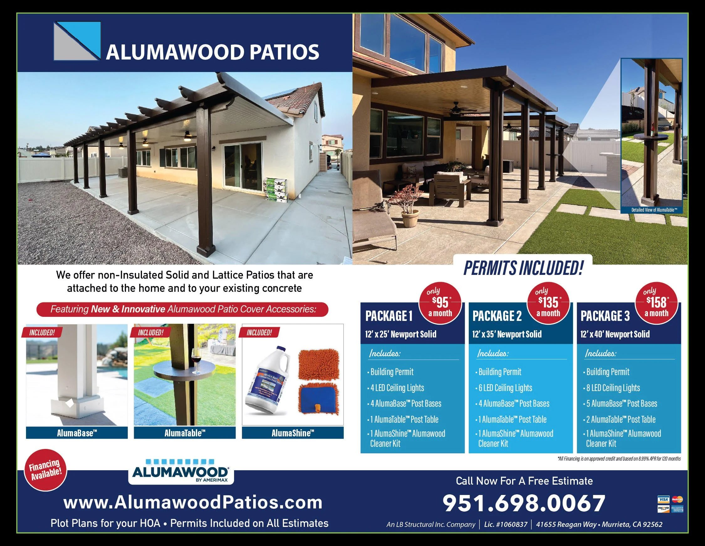 Specials on Alumawood Aluminum Patio Covers in Temecula, Murrieta, Lake