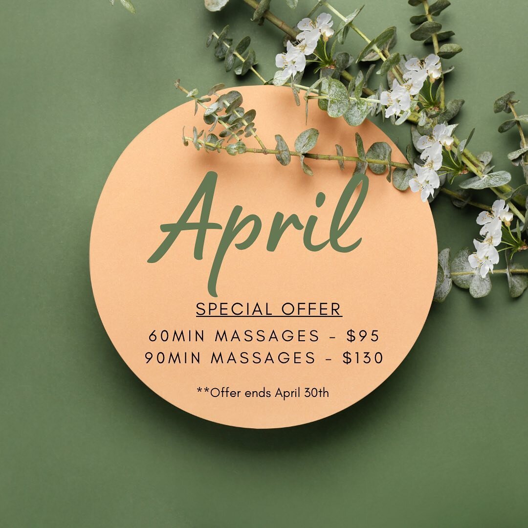 ⚠️ This is NOT April Fools&hellip; all month long until April 30th, $30 off massages! Use code word in your booking notes &ldquo;APRIL&rdquo; to receive $30 off your massage this month! Book through the link in bio 🤗