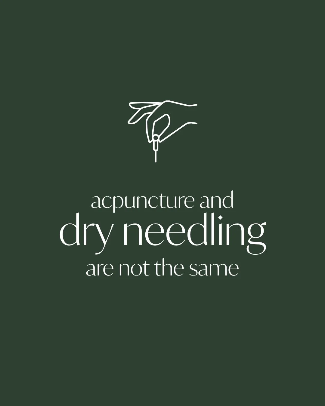 Acupuncture and dry needling aren&rsquo;t the same. ✨

While both use thin needles, acupuncture is rooted in Traditional Chinese Medicine, while dry needling is based on modern anatomy and targets muscle trigger points to help reduce pain, relieve te
