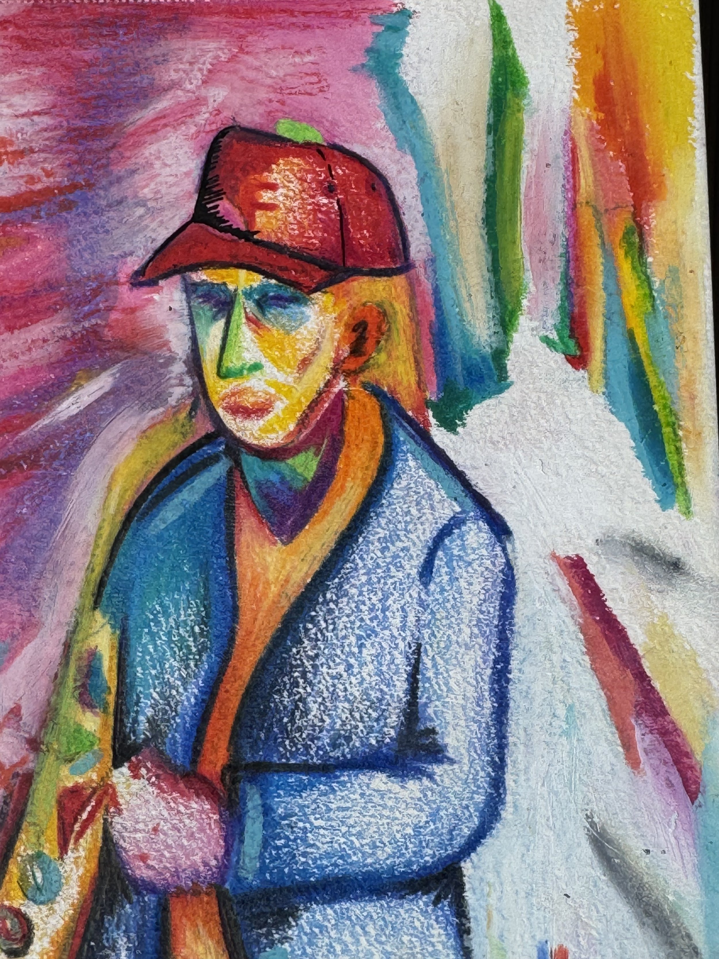 Détail d’un musicien de jazz expressif dans une œuvre contemporaine de Crown*