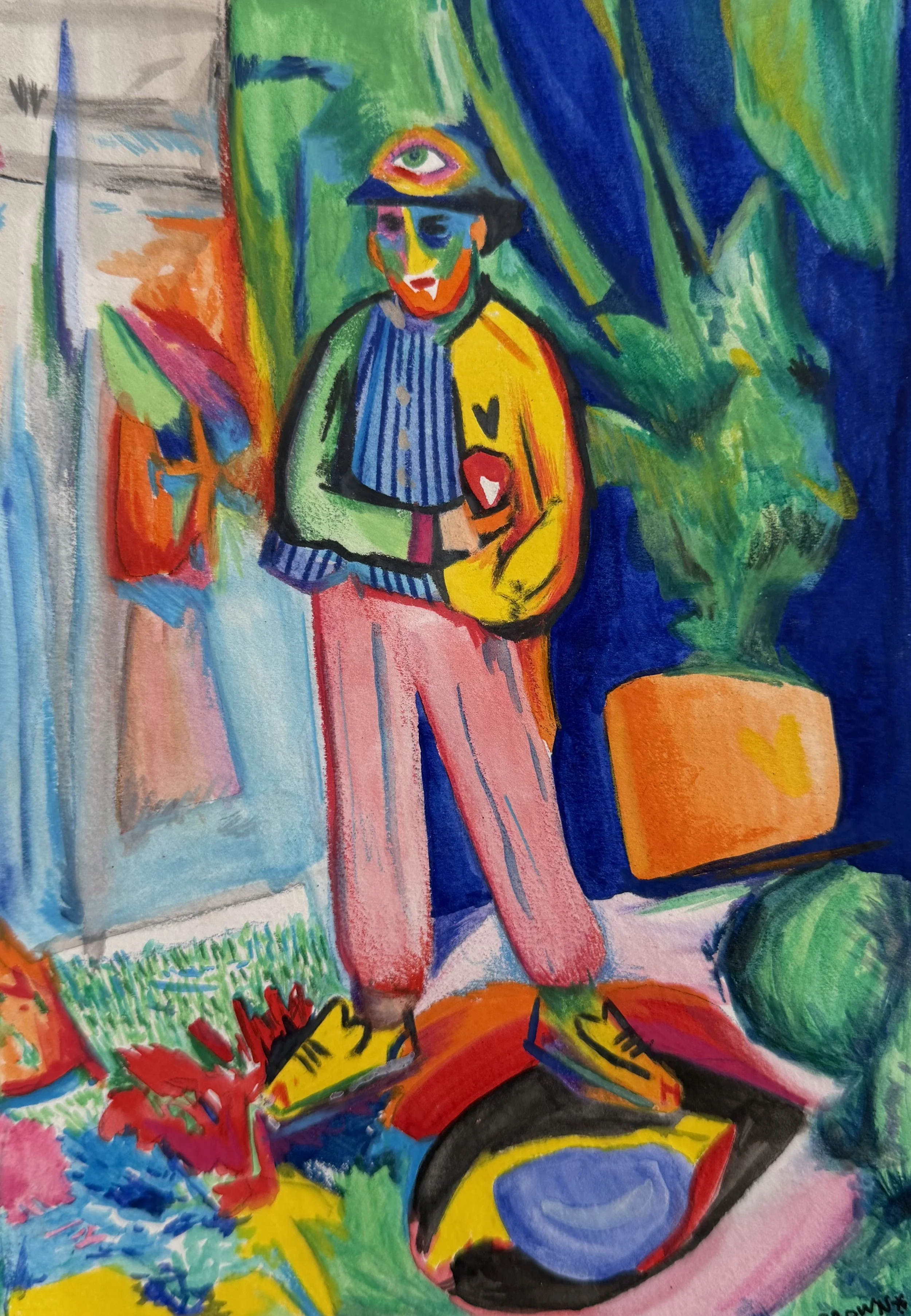 Œuvre contemporaine colorée inspirée par des formes végétales réalisée par Crown*