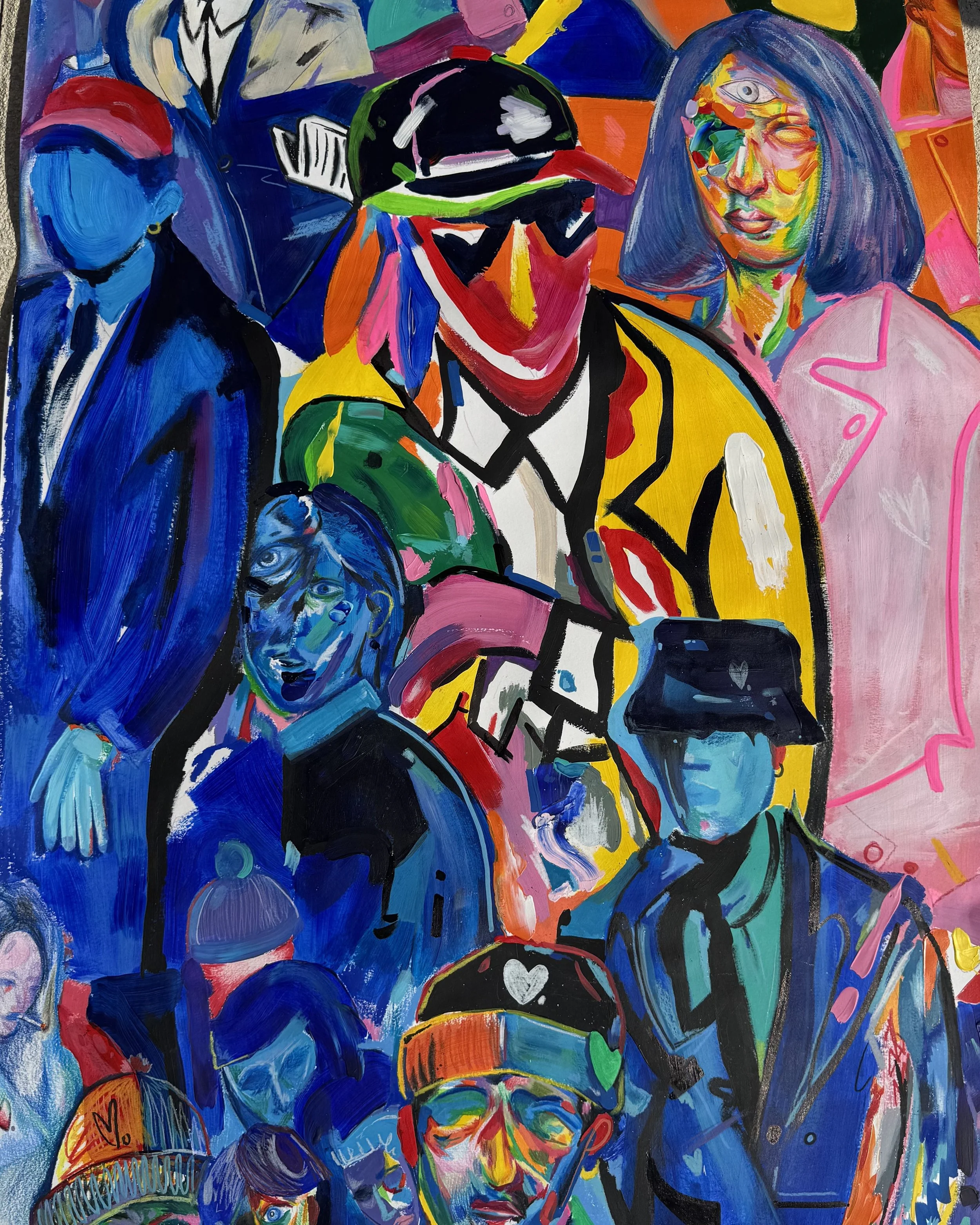 Composition contemporaine colorée aux nuances de bleu réalisée par Crown*