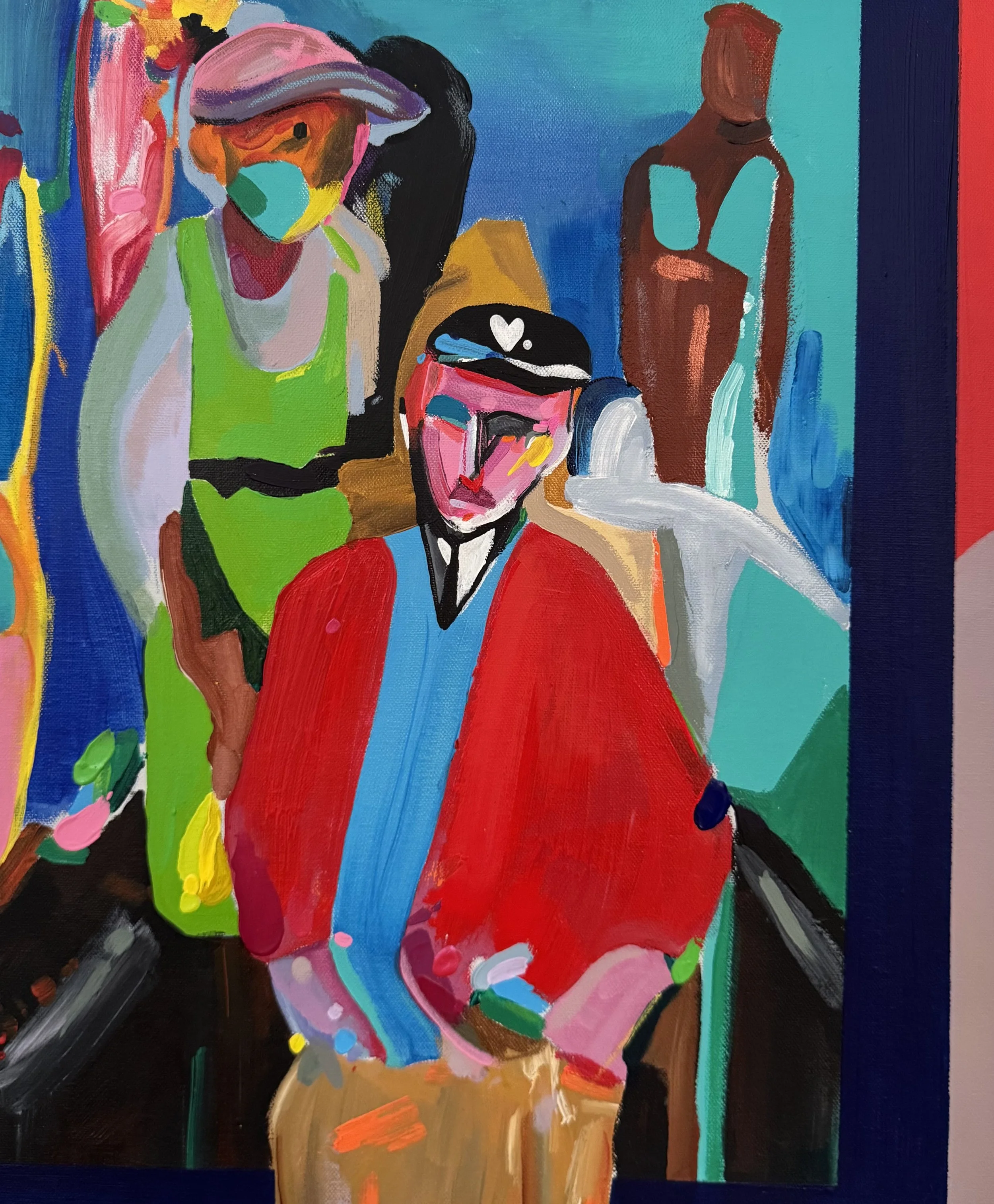 Œuvre contemporaine expressive dominée par des tons rouges réalisée par Crown*