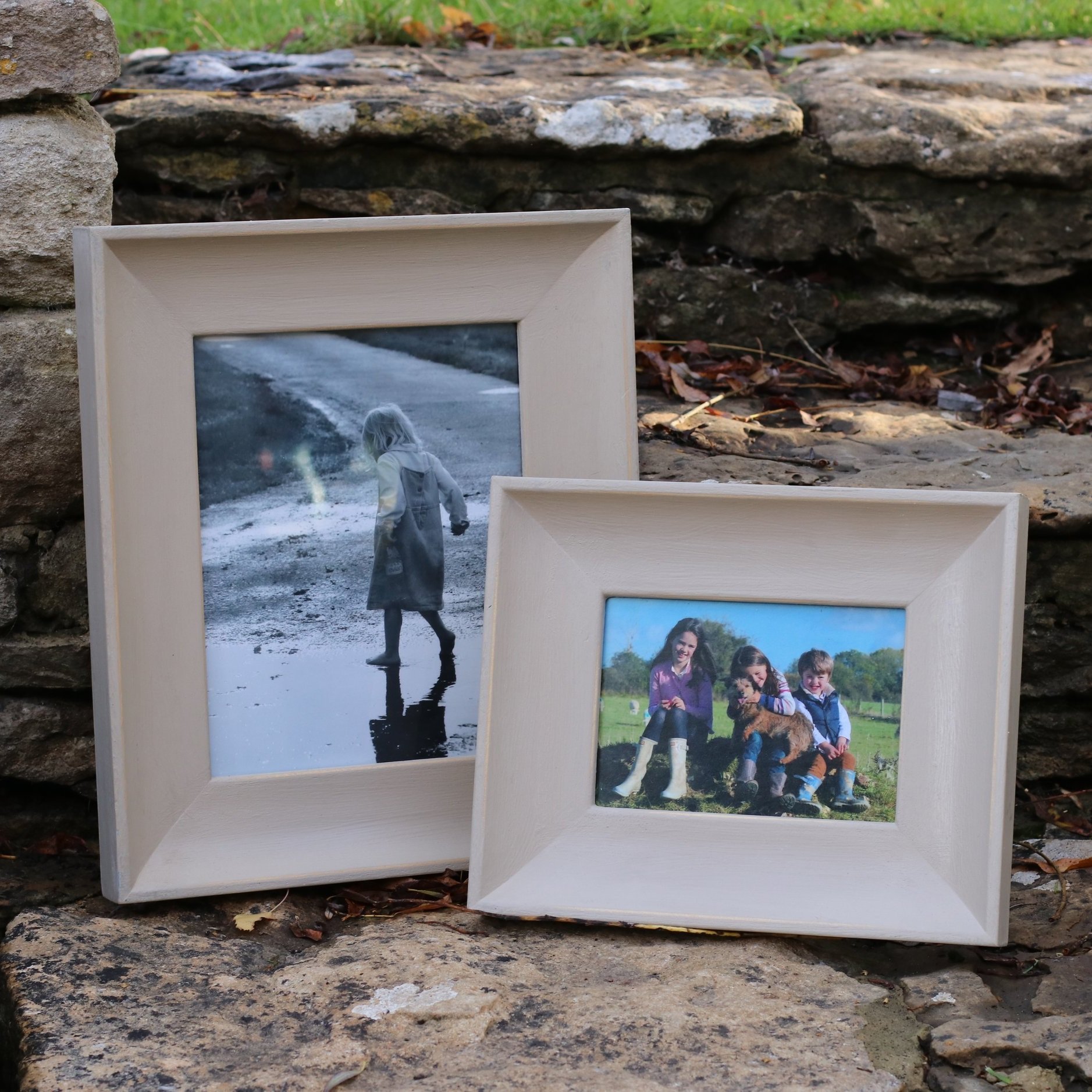 country grey photo frame - set of 2