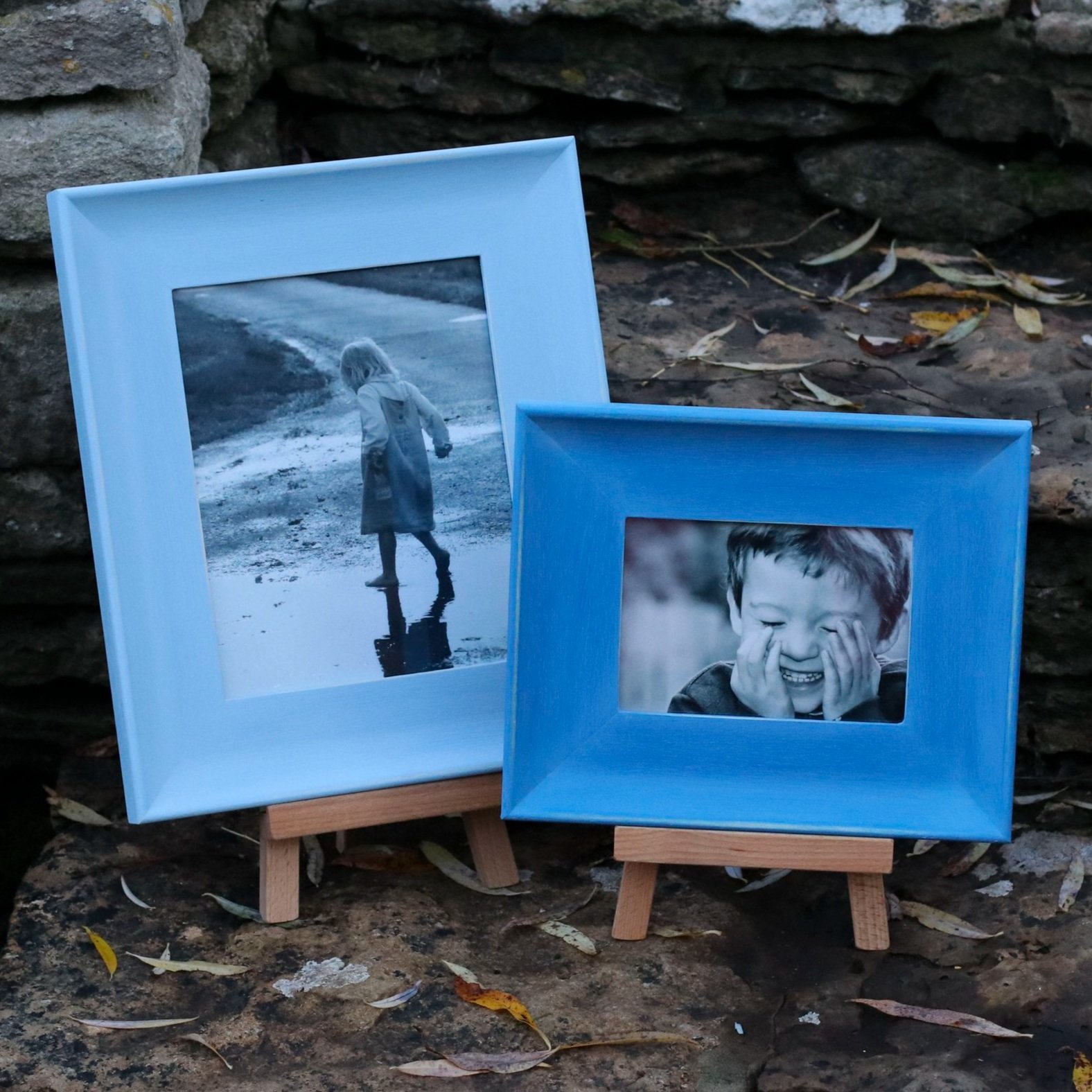 pale blue photo frame - set of 2