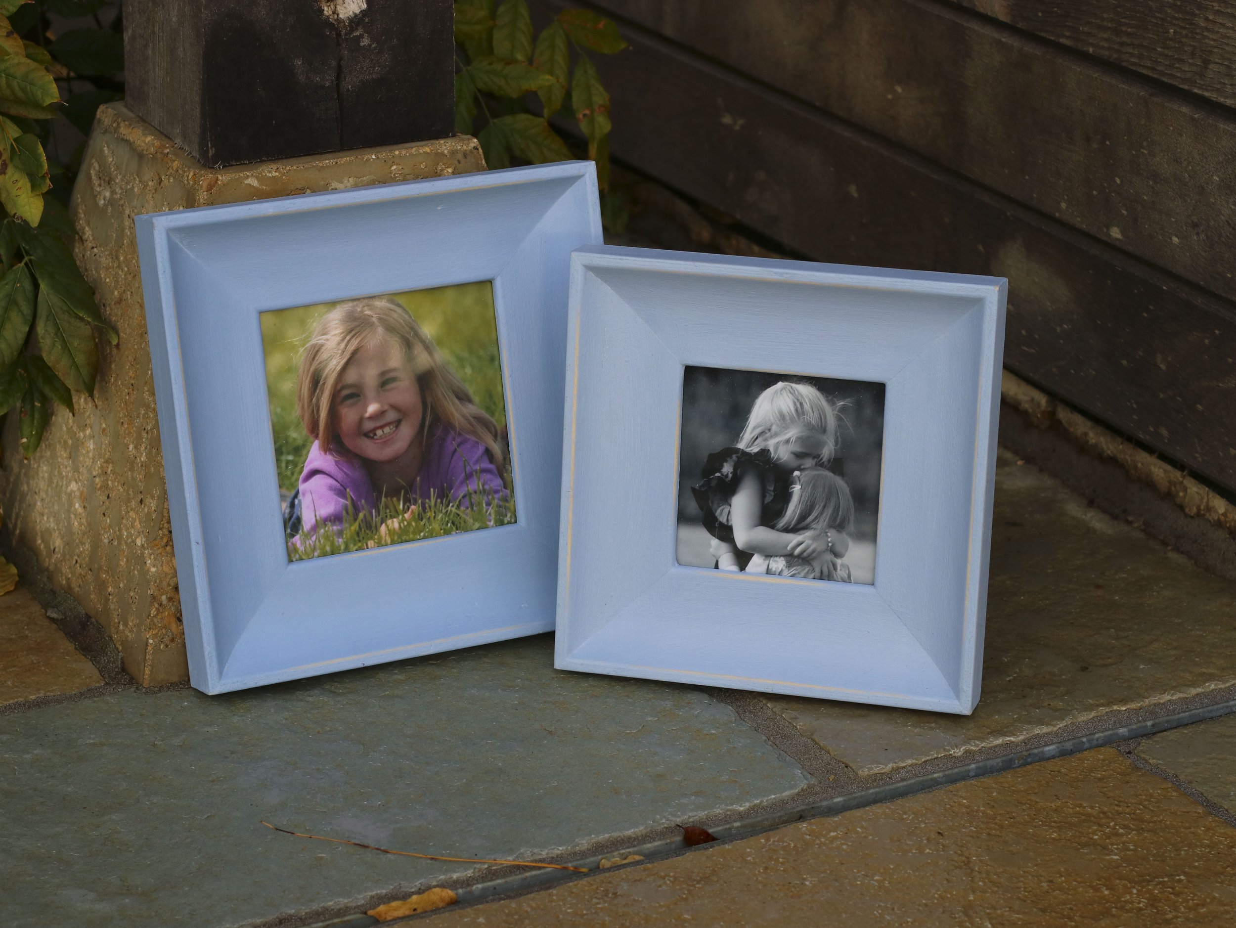 pale blue photo frame - set of 2