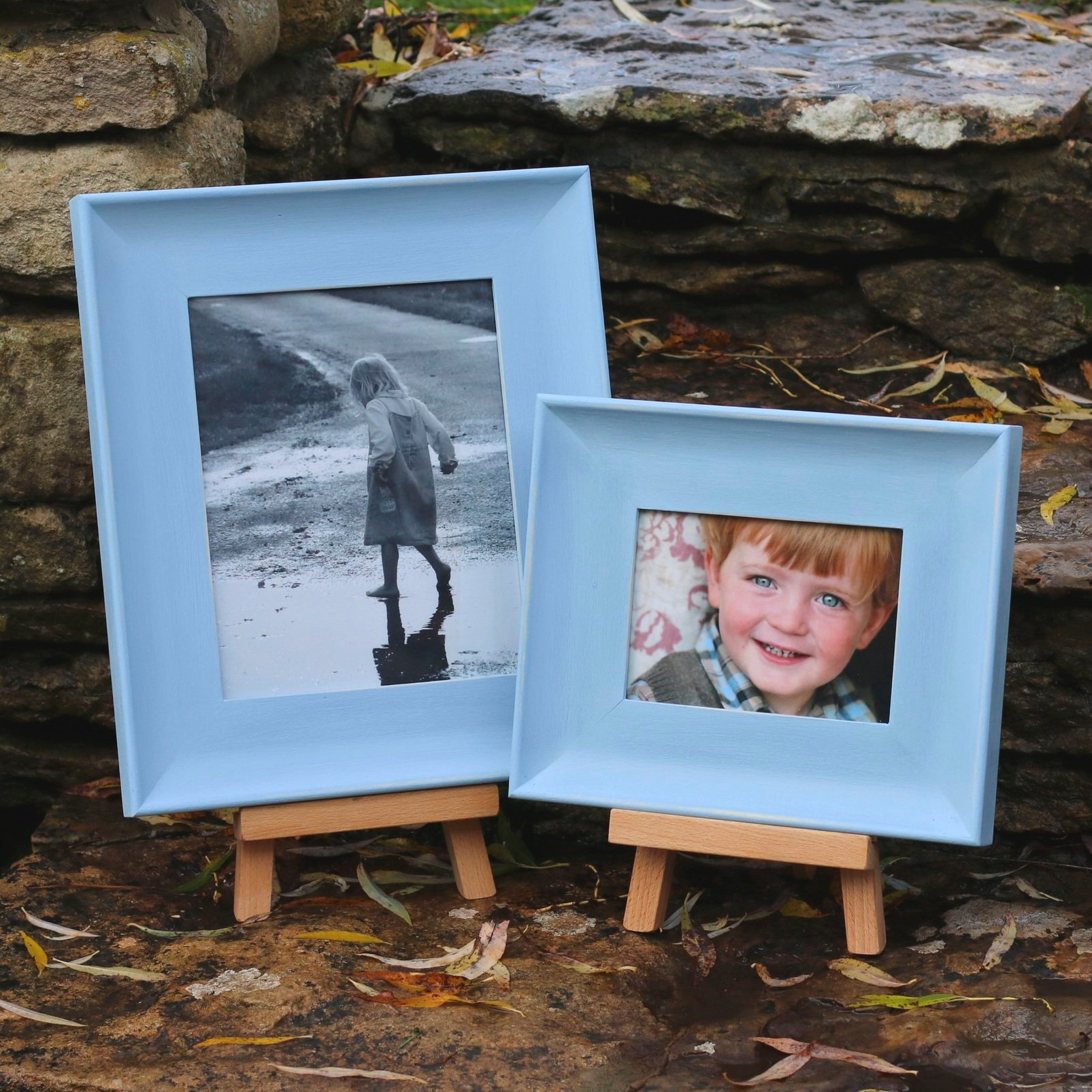 pale blue photo frame - set of 2