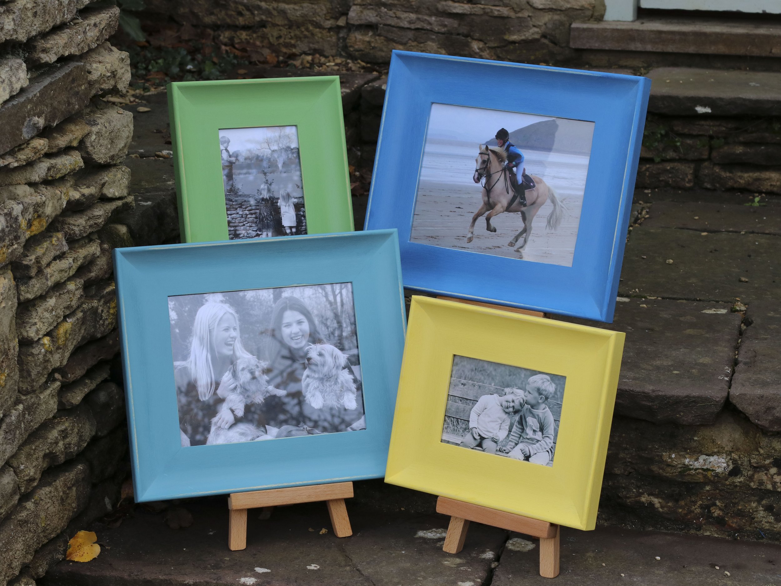 brilliant blue photo frame - set of 4