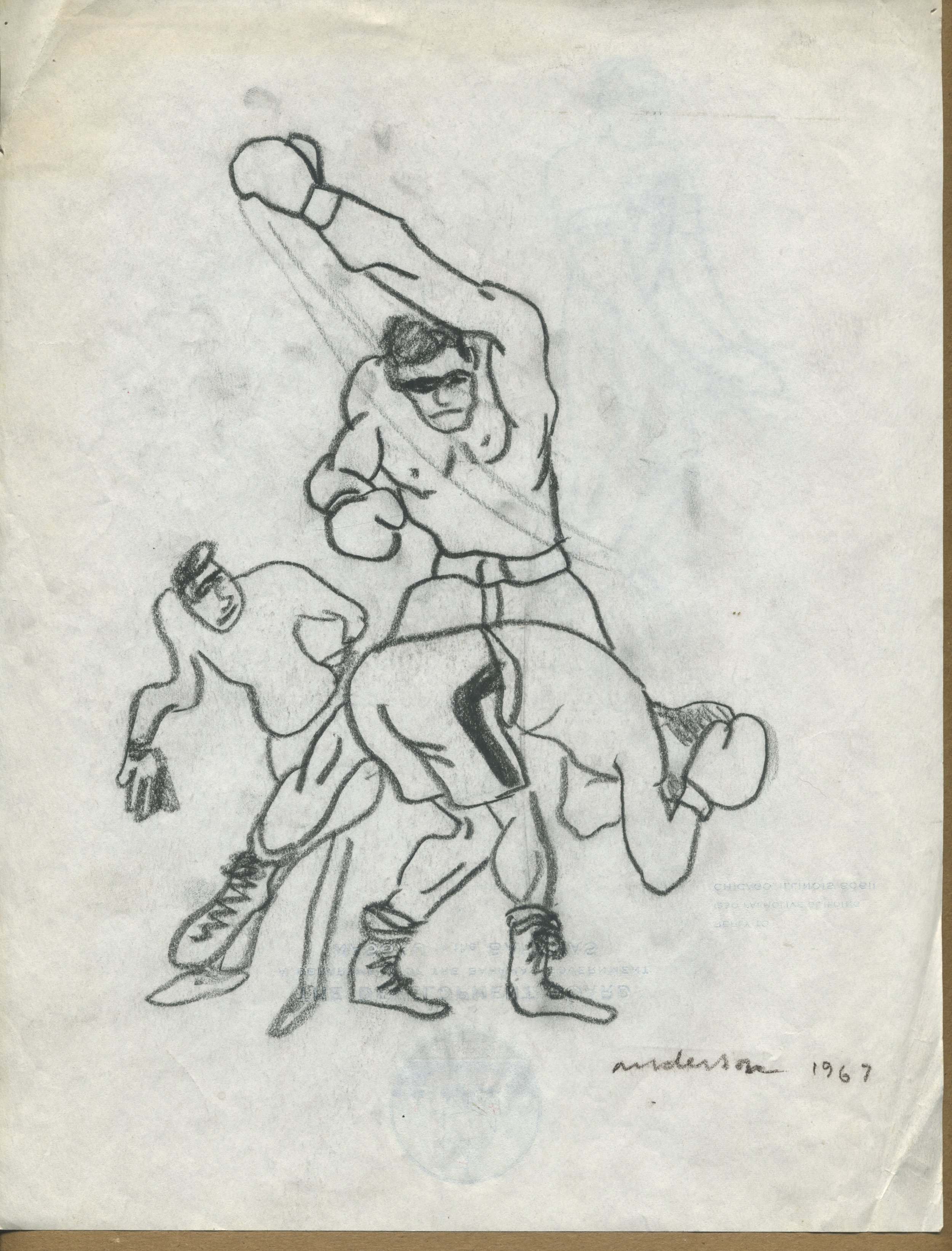 Tim Anderson Drawing 1967 . Boxers..jpeg