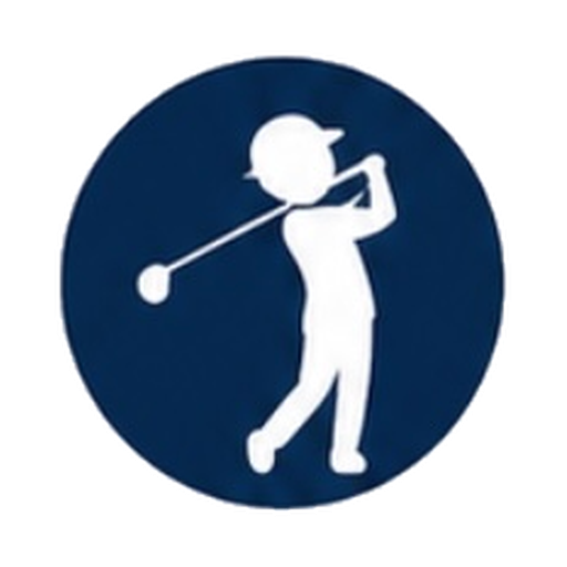Silhouette of a person playing golf, holding a golf club.