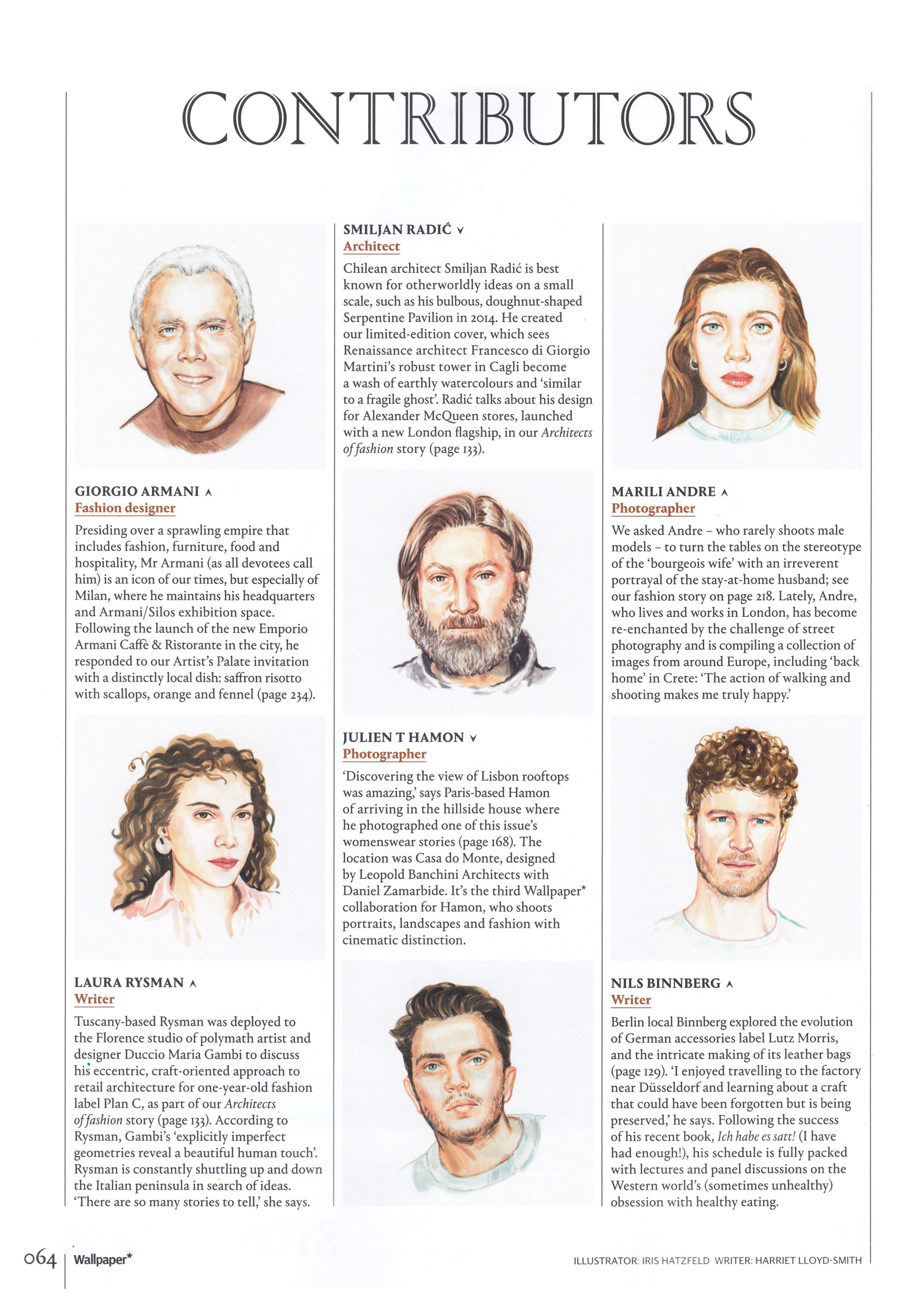 Portraits of the contributors, Wallpaper magazine