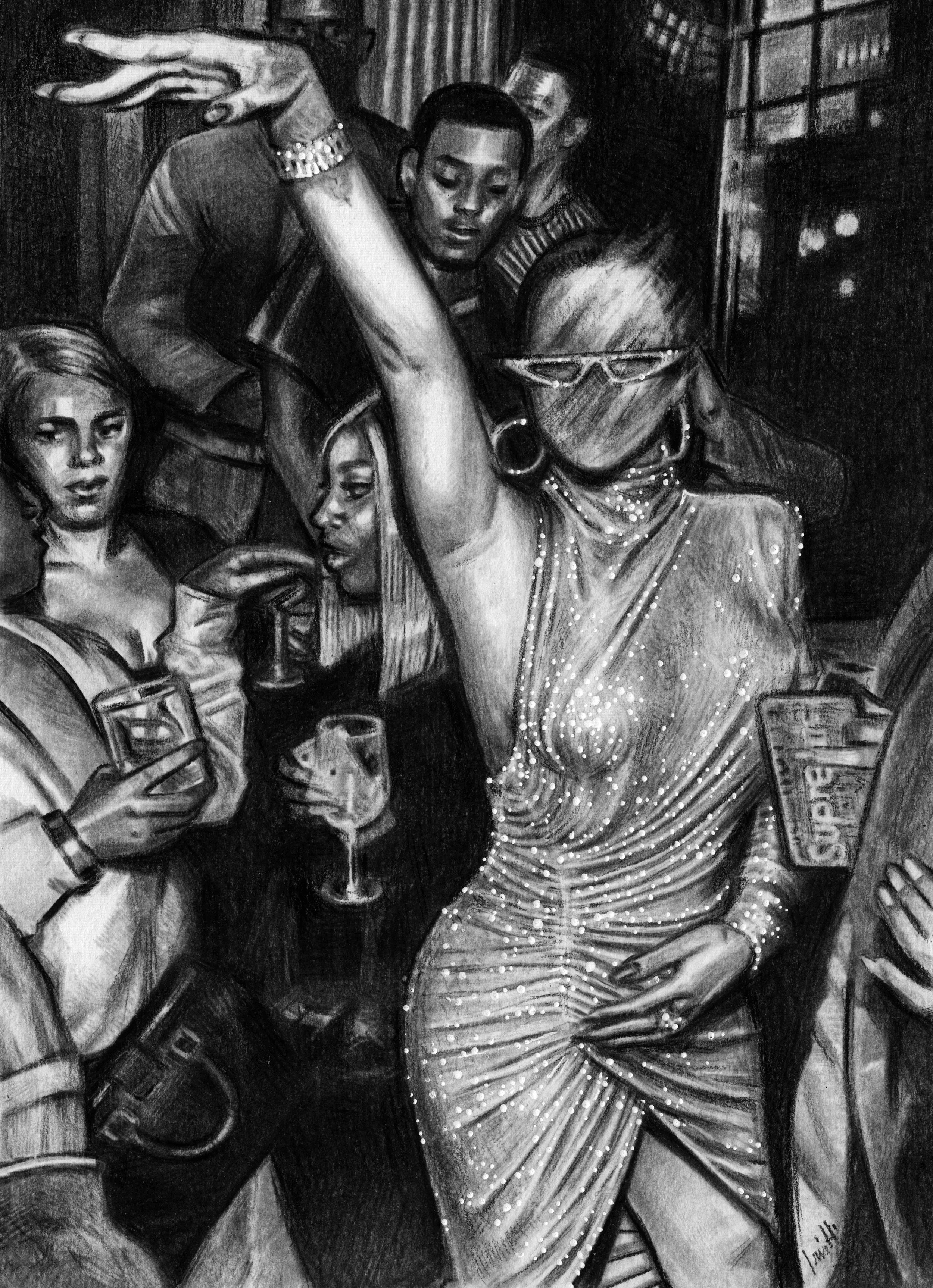 After Midnight, charcoal on paper, A3