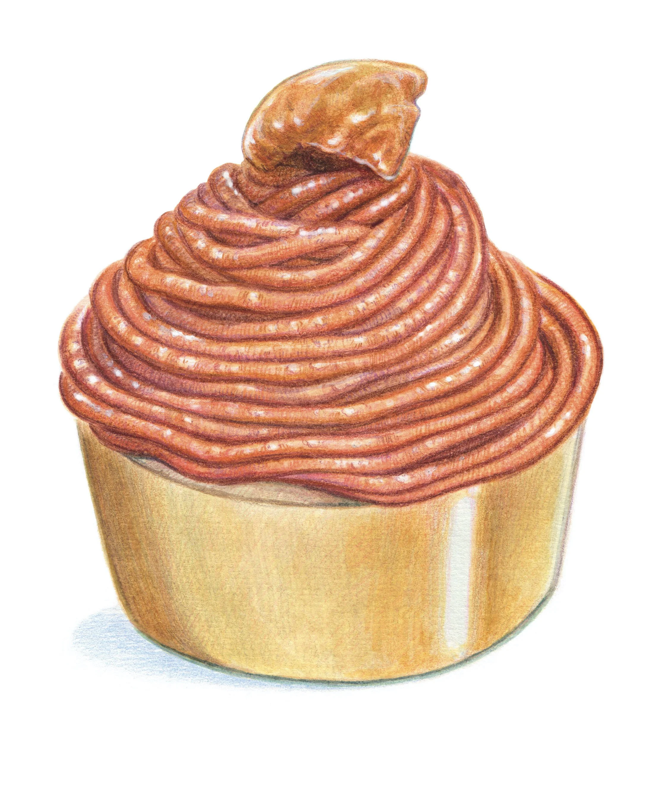 Mont Blanc, illustration tirée du Petit Livre de Pâtisserie Ladurée, Editions du Chêne 