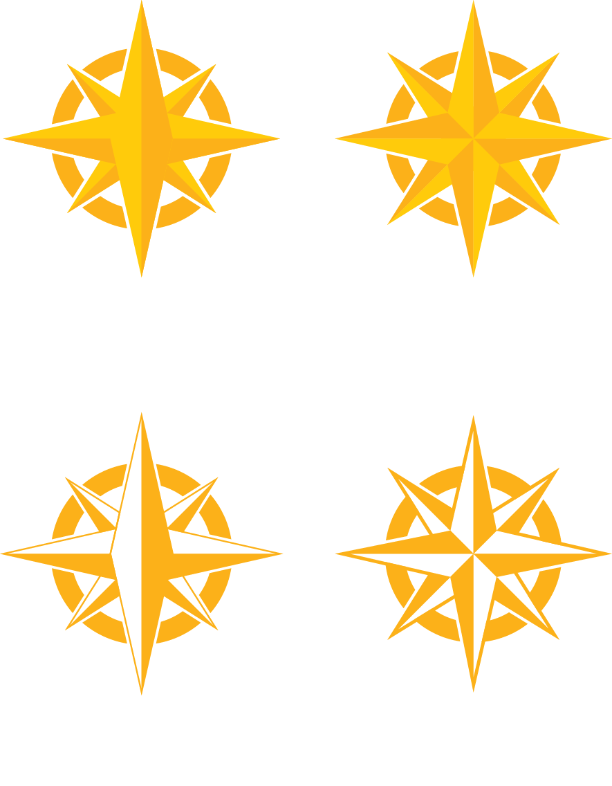 Before and after comparisons of design updates to Leander ISD's compass rose marks