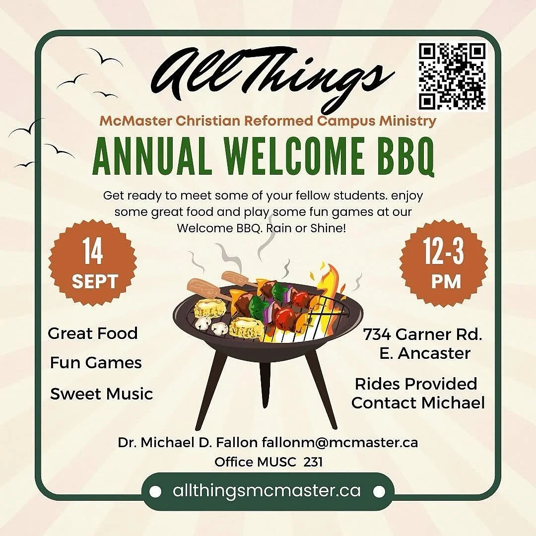 McMaster students! You’re invited to our All Things Welcome BBQ on Sunday, September 14th at Michael’s place! Whether you’re new or returning, this is the perfect chance to meet new friends, play some games, and enjoy some amazing
